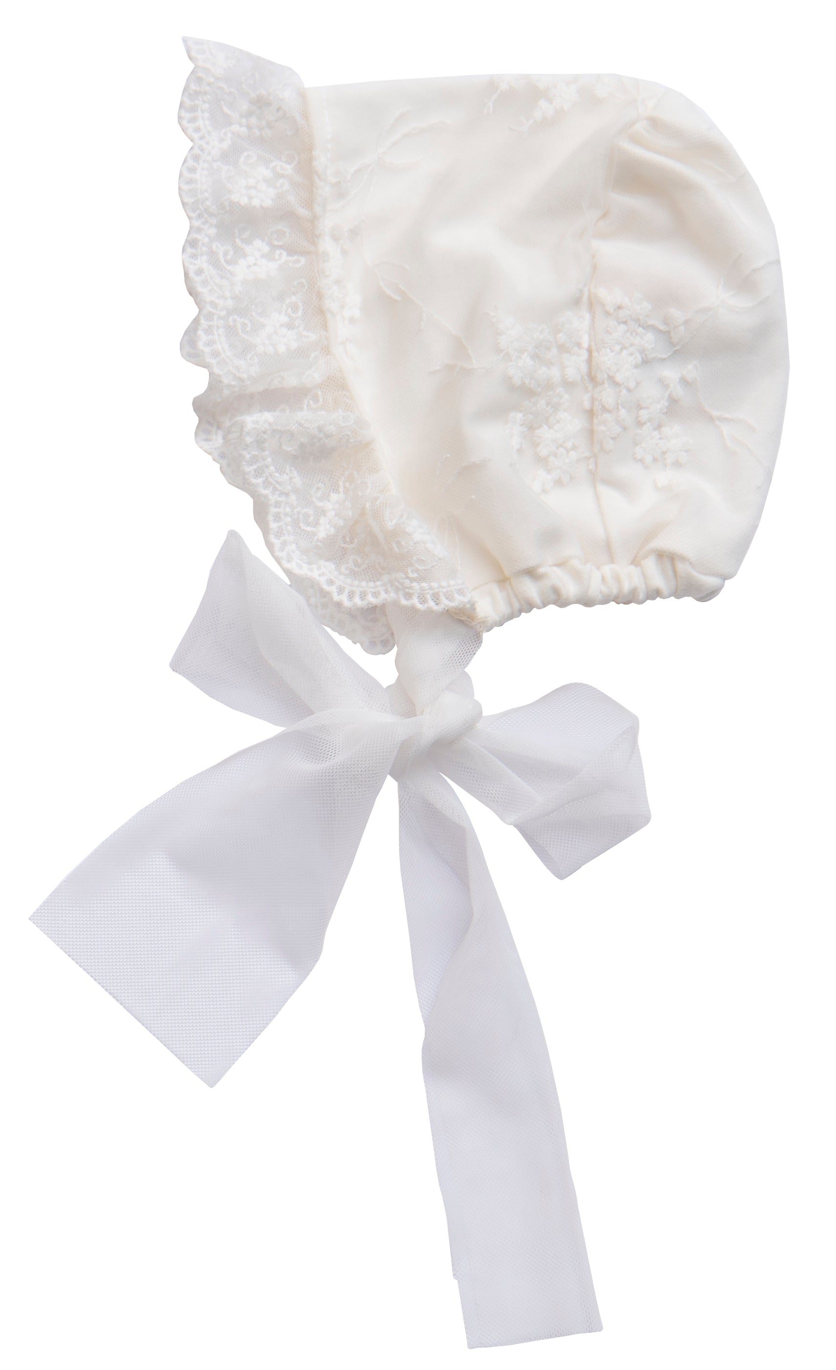 Anna Corinne Heirloom Bonnet in white, featuring a delicate design perfect for children.