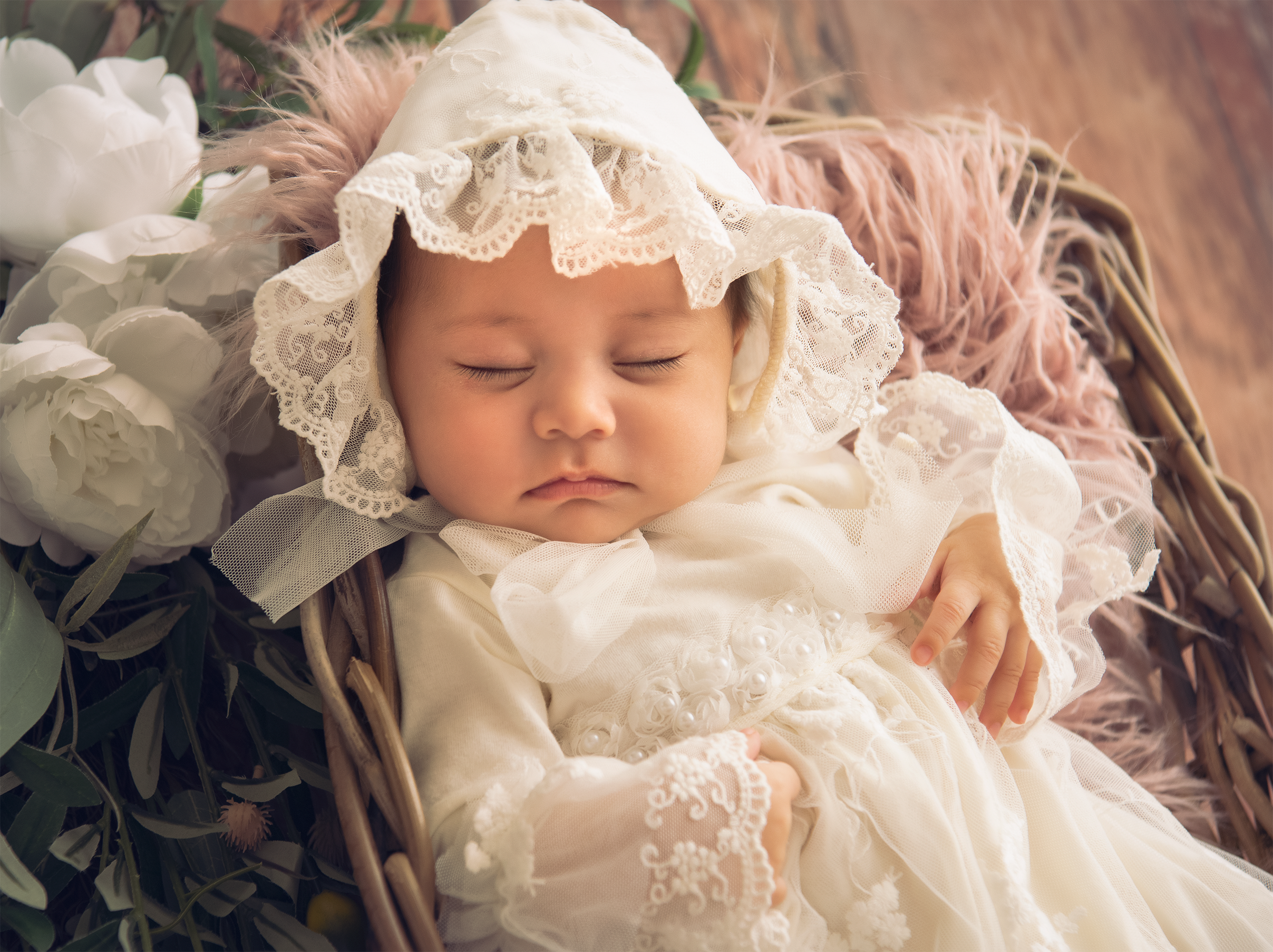 Anna Corinne Heirloom Bonnet in white, featuring a delicate design perfect for children.