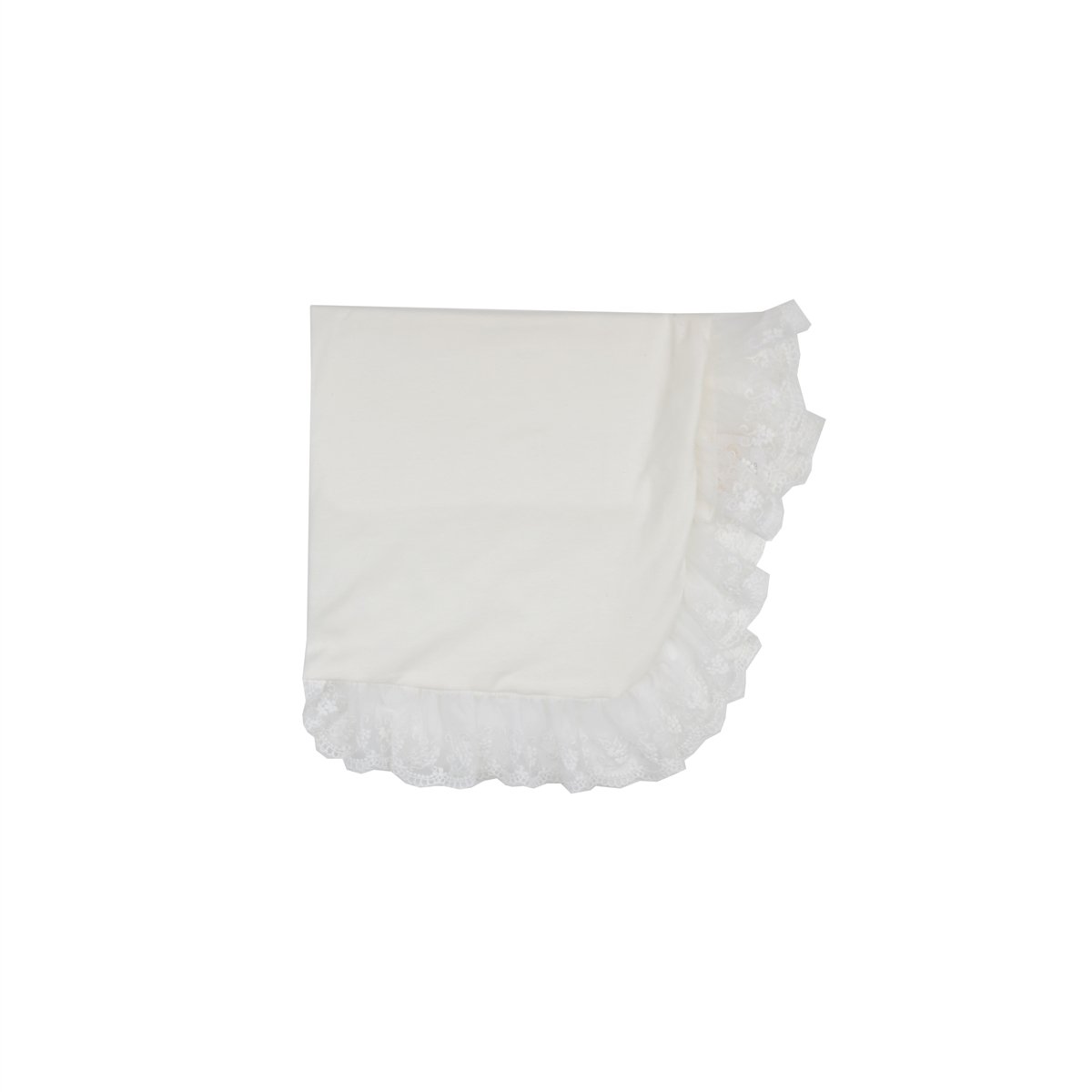 Anna Corinne Receiving Blanket in white, soft fabric, perfect for newborns, styled for family events.