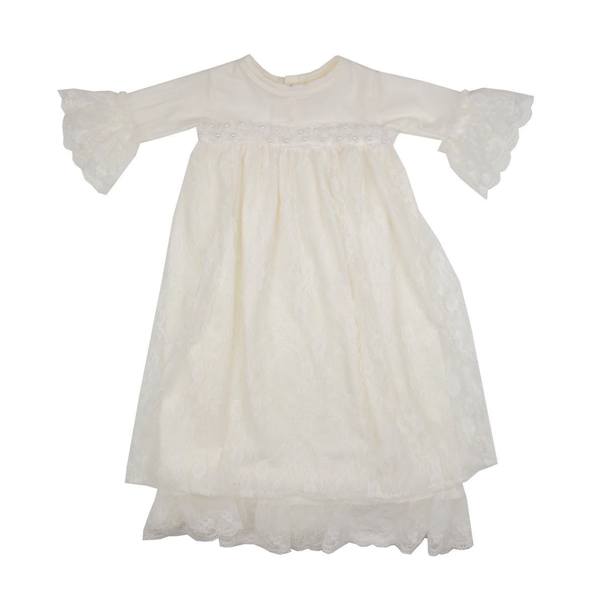 Anna Corinne Take Me Home Girls Gown in white, designed for newborns, featuring soft fabric and a charming style for family events.