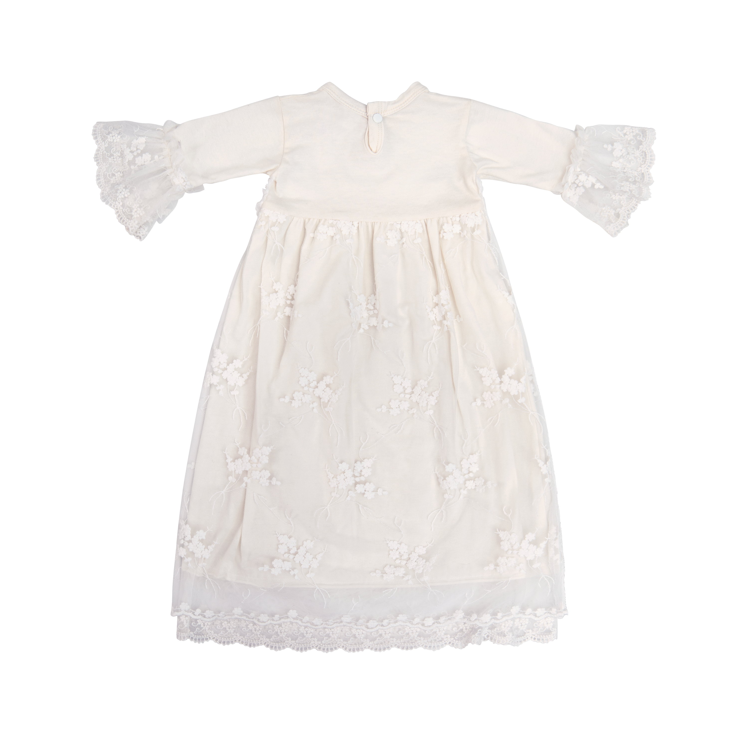 Anna Corinne Take Me Home Girls Gown in white, designed for newborns, featuring soft fabric and a charming style for family events.