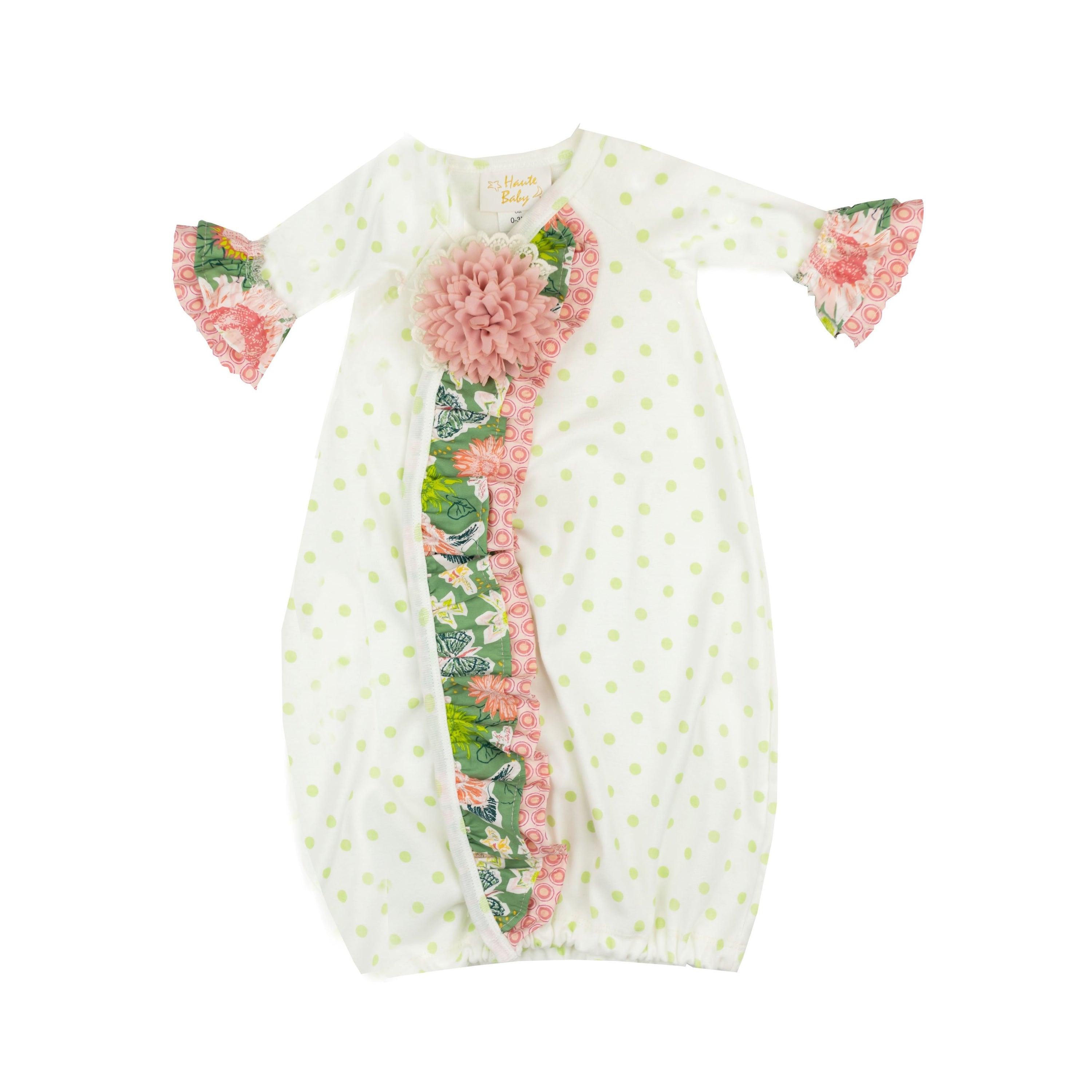 April Meadow Gown featuring a floral design in soft colors, perfect for special occasions.