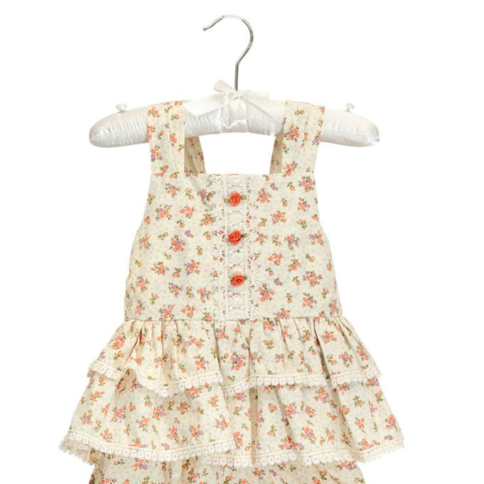 The Arabella Bloomer Set featuring a floral top and matching bloomers, showcasing a vintage-inspired design.