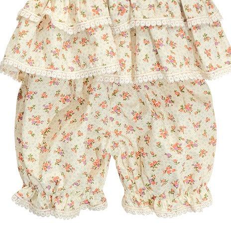 The Arabella Bloomer Set featuring a floral top and matching bloomers, showcasing a vintage-inspired design.