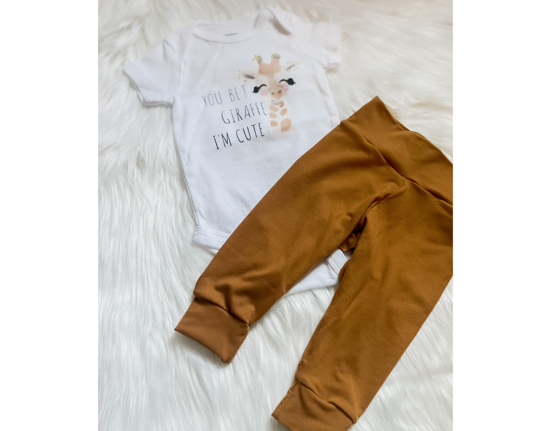 Adorable Baby Giraffe Outfit featuring soft leggings and a cotton bodysuit, perfect for infants.