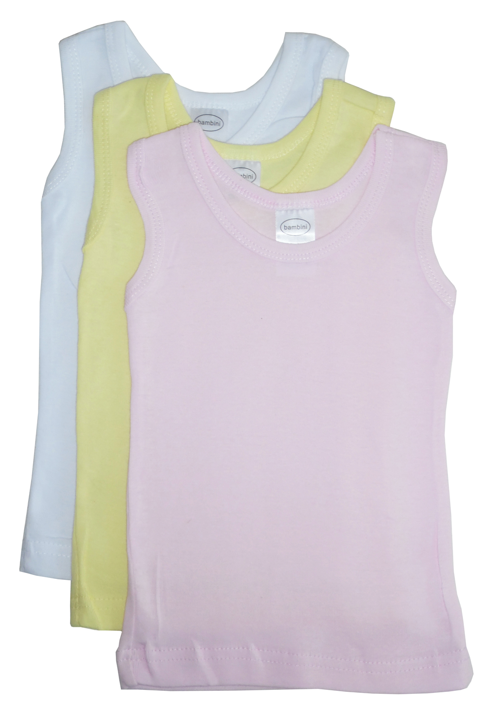 Bambini Girls Pastel Tank Top 3 Pack featuring soft cotton fabric in pastel colors, perfect for spring and Easter celebrations.