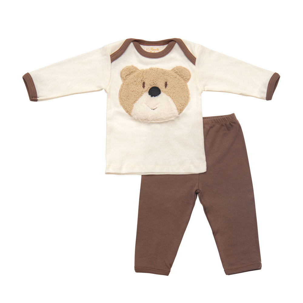 Adorable Bear Wear Baby Boy Legging Set featuring a cute bear design, soft fabric, and matching top and bottom.