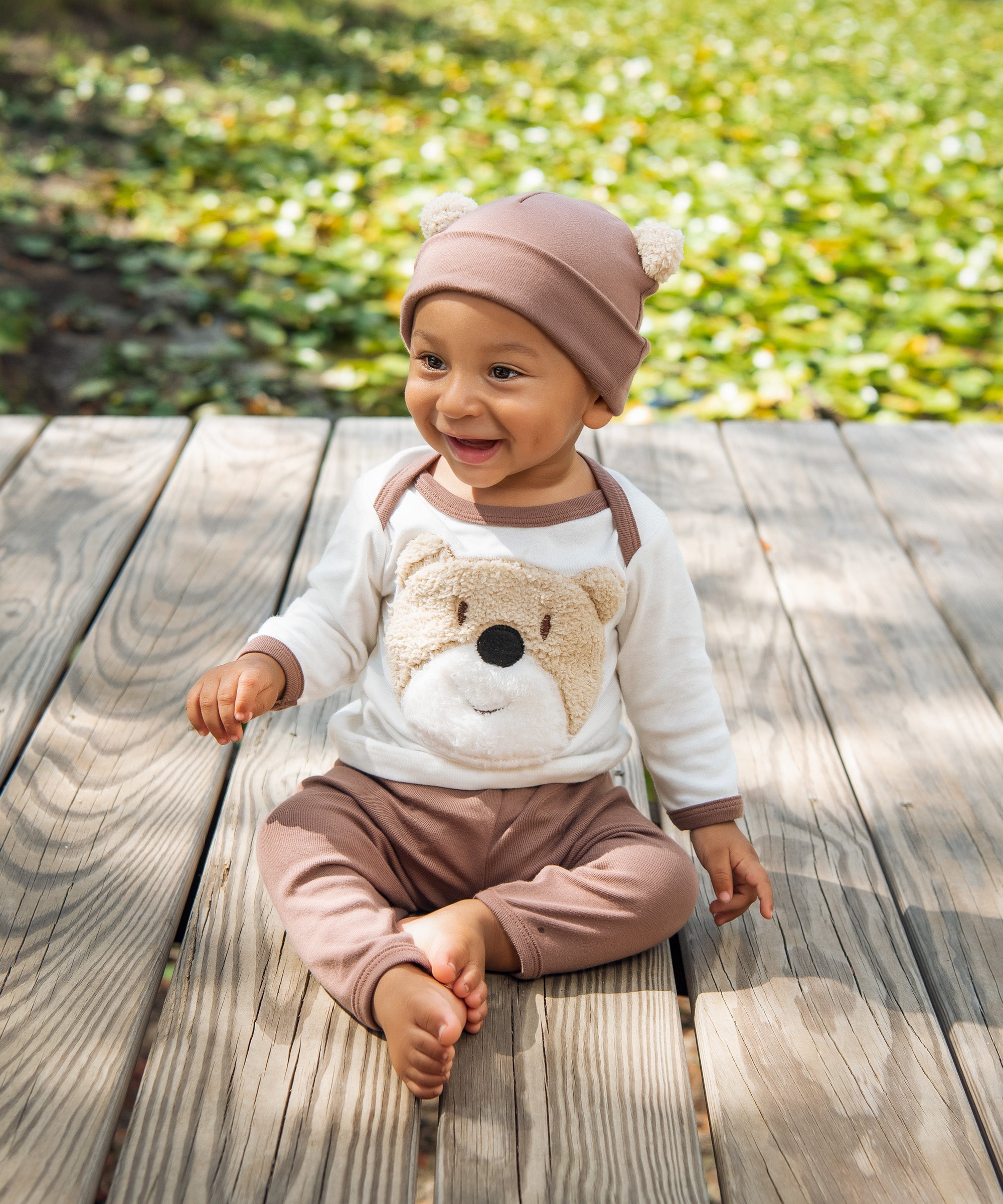 Adorable Bear Wear Baby Boy Legging Set featuring a cute bear design, soft fabric, and matching top and bottom.