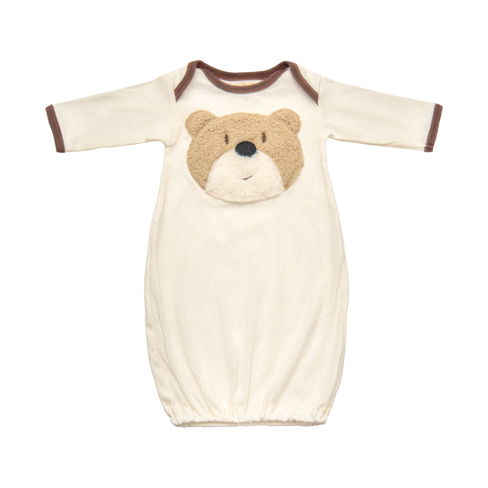 Bear Wear gown set featuring a gown, cap, blanket, and plush toy, perfect for newborns.