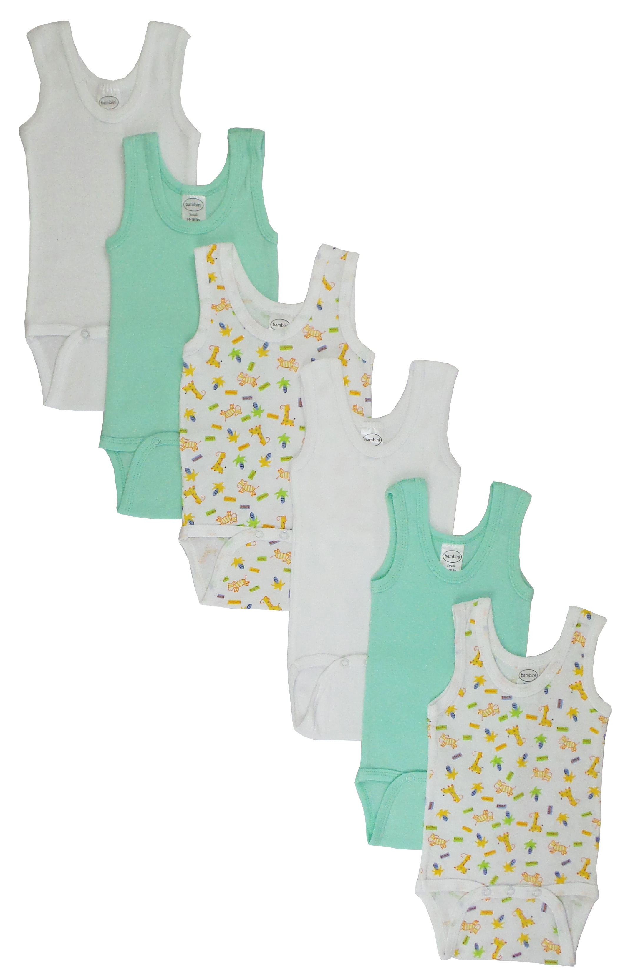 Boys' Printed Tank Top 6 Pack featuring colorful variety prints made from soft cotton fabric, perfect for summer wear.