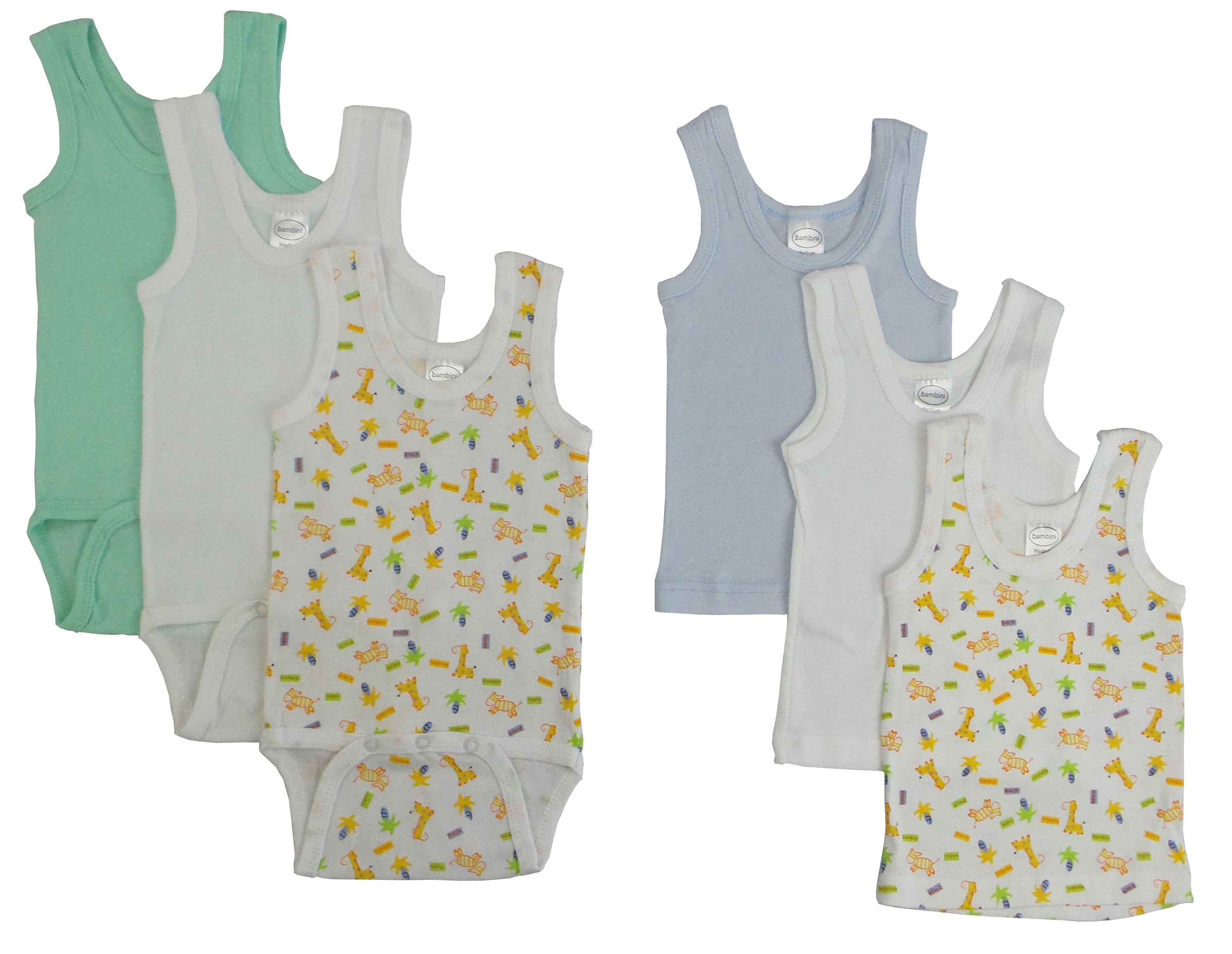 A colorful assortment of boys' printed tank tops in various fun designs, made from soft cotton fabric, perfect for summer wear.