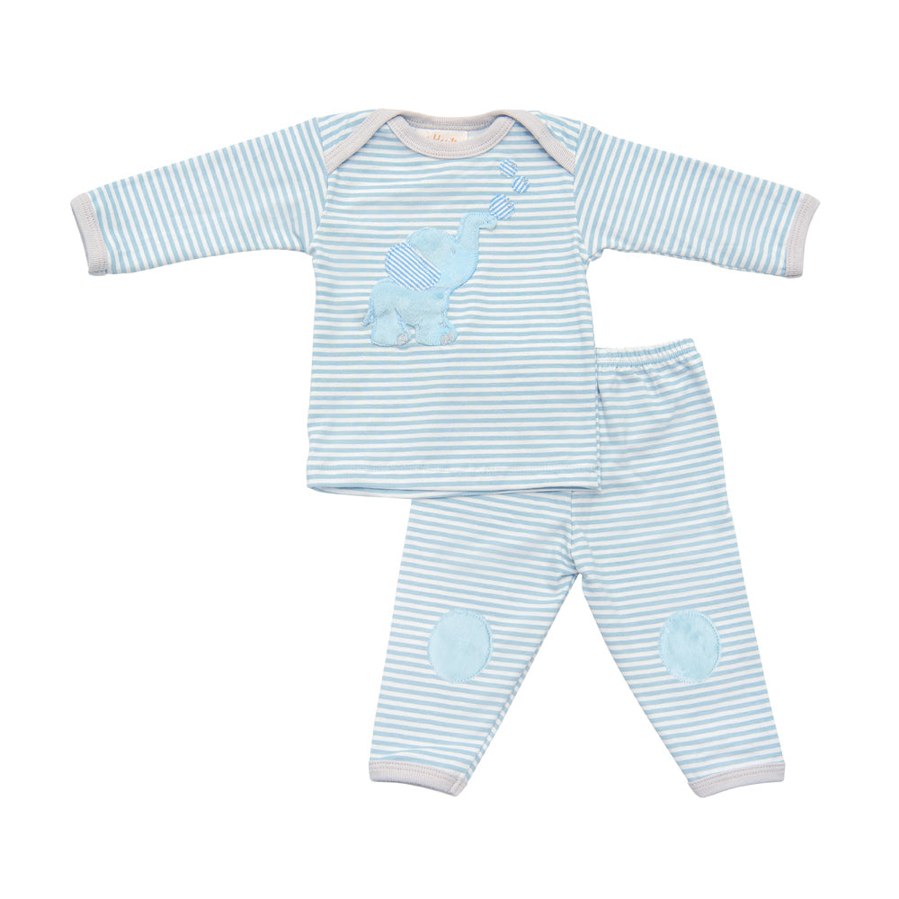 Bubbles Baby Boy Legging Set featuring a gown, cap, blanket, and plush toy, perfect for newborns.