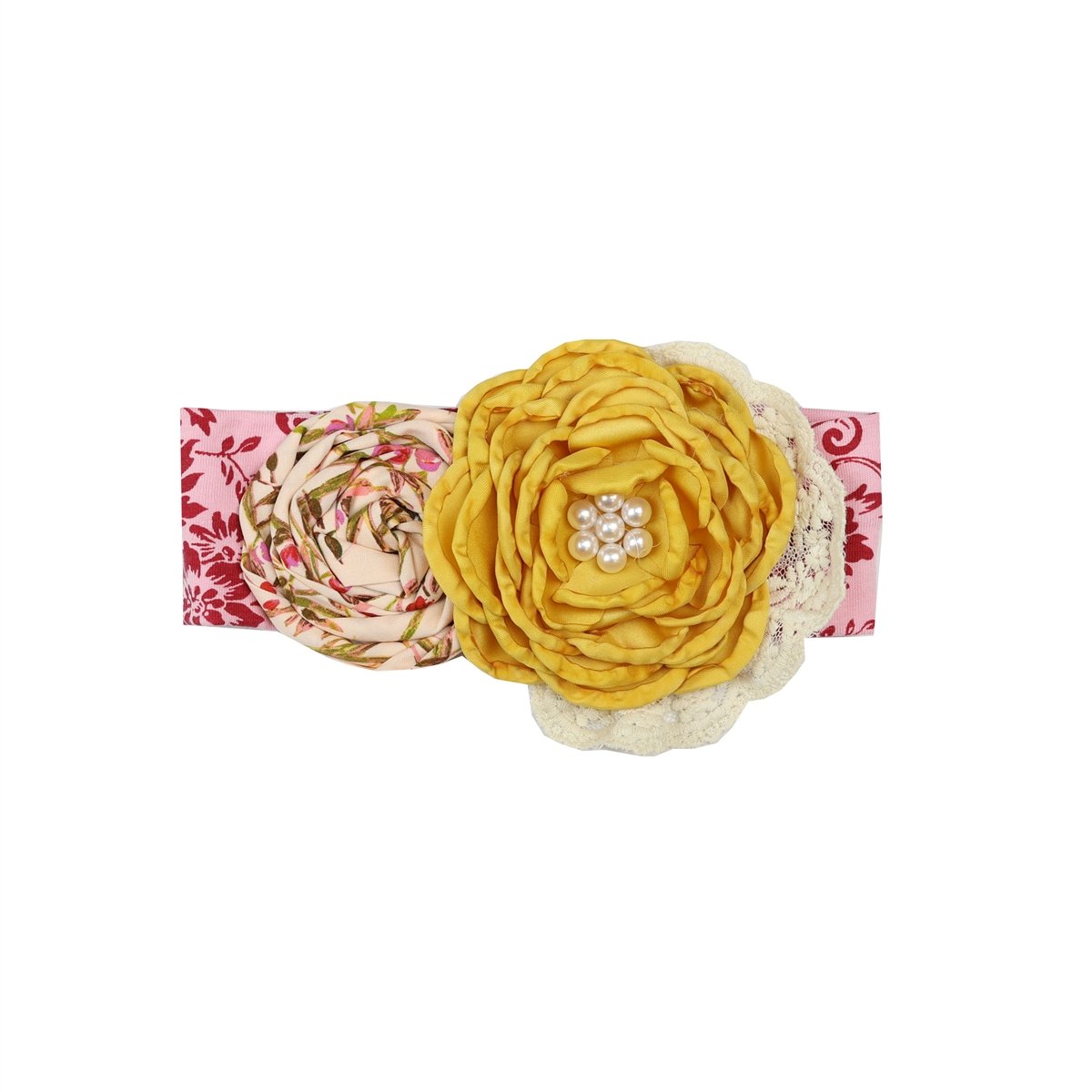 Cranberry Garden Headband featuring a vibrant floral design, perfect for stylish hair management.