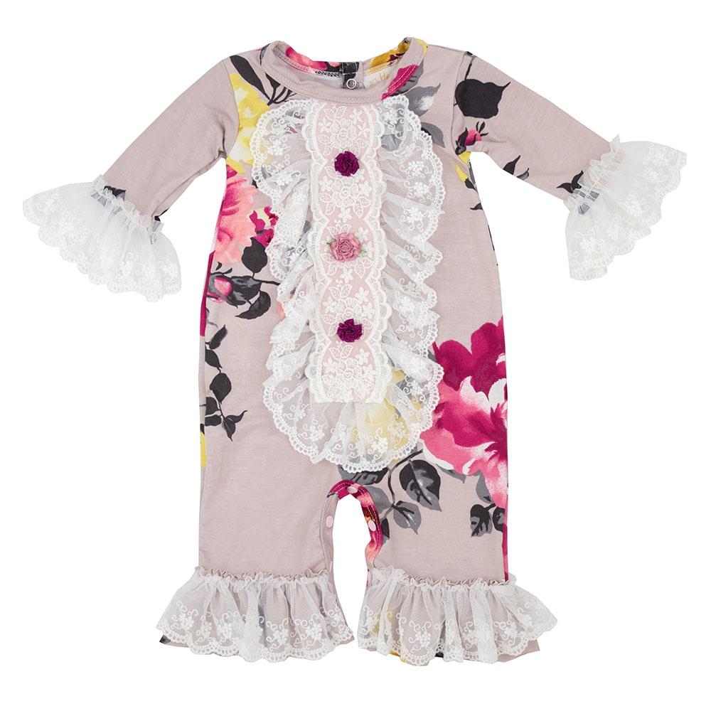 Cranberry Rose Infant Girls Coverall featuring a stylish design with snap closures for easy dressing.