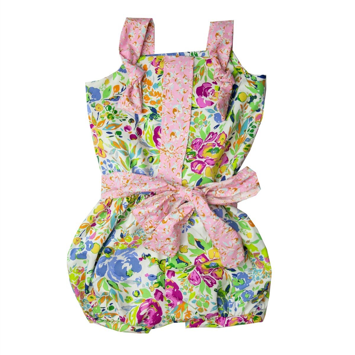 Daisy Bloom Toddler Girl Romper featuring a vibrant floral pattern, perfect for stylish and comfortable wear.