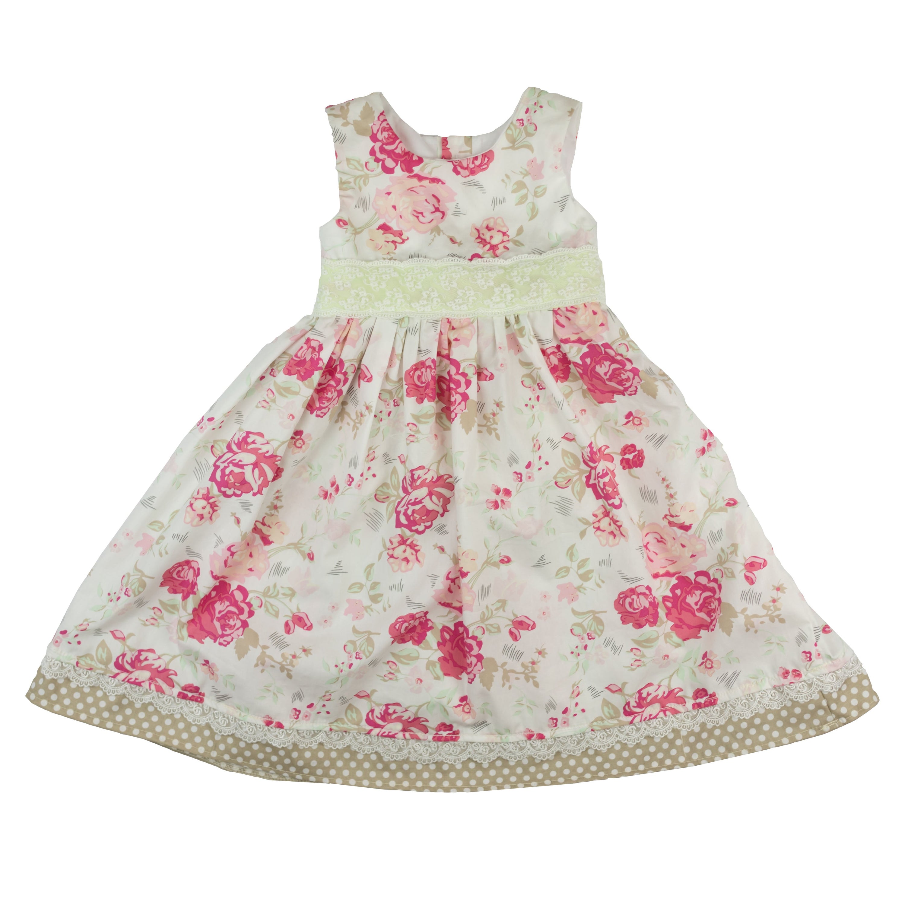 A beautiful English Rose Dress featuring a floral pattern, perfect for elegant occasions.