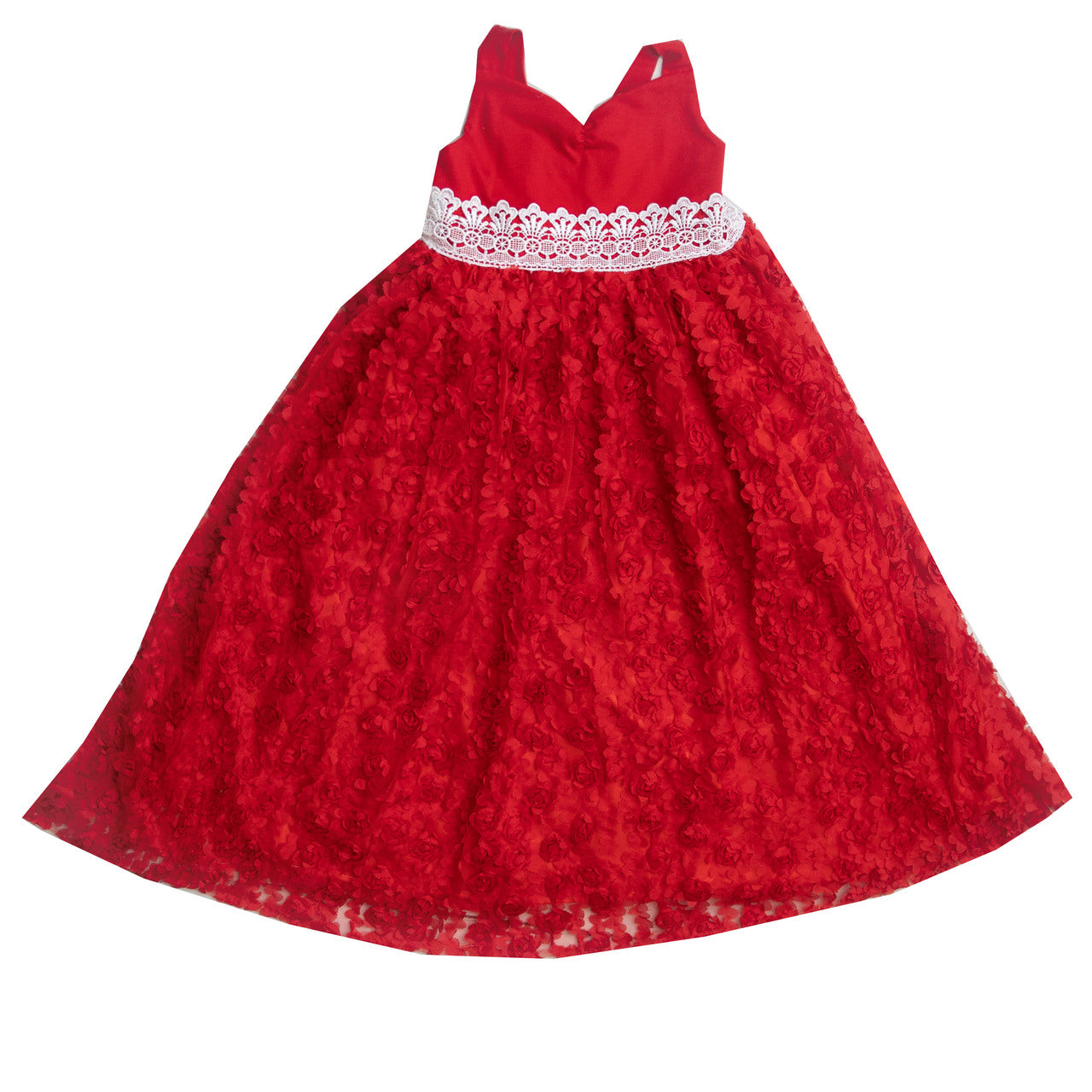 A beautiful red holiday maxi dress for girls, featuring a flowing design and elegant style, perfect for festive occasions.