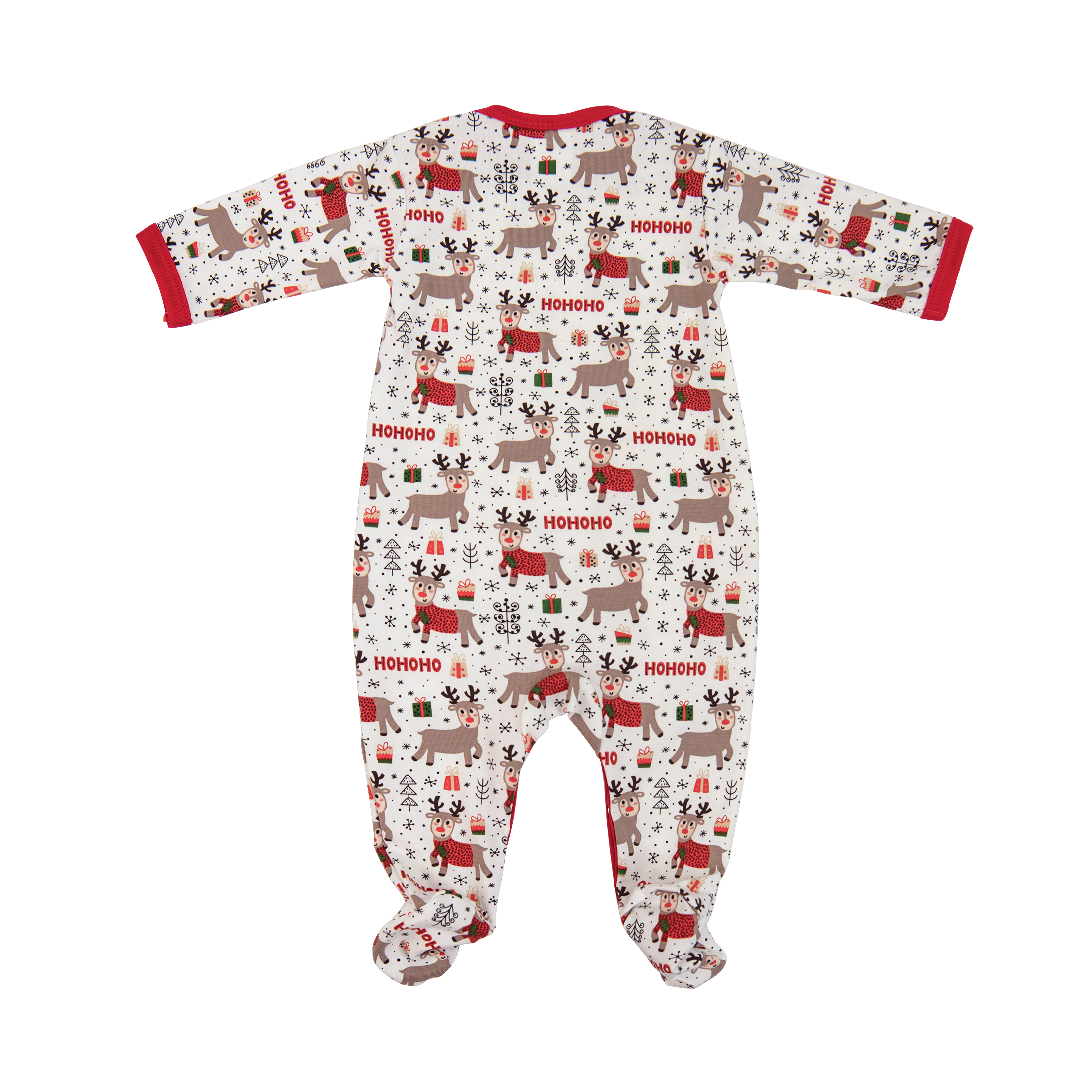 A cozy Holiday Magic Footie for boys featuring festive designs and easy snap closures, perfect for winter celebrations.