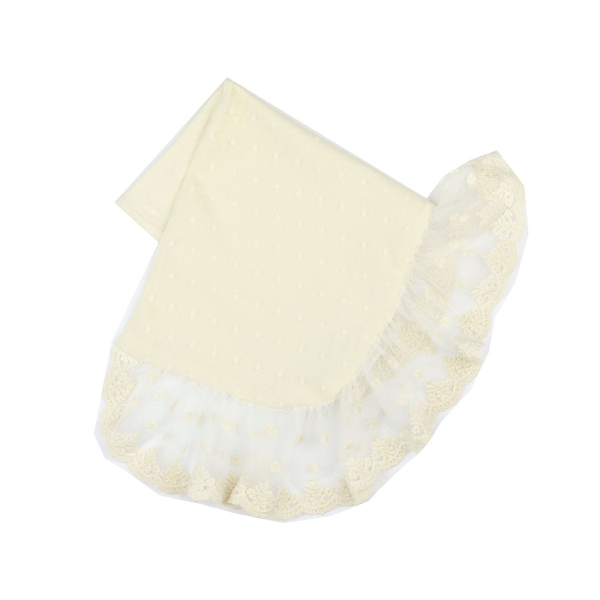 Juliet Matching Receiving Blanket featuring classic off-white color with lace and ruffles, perfect for babies.