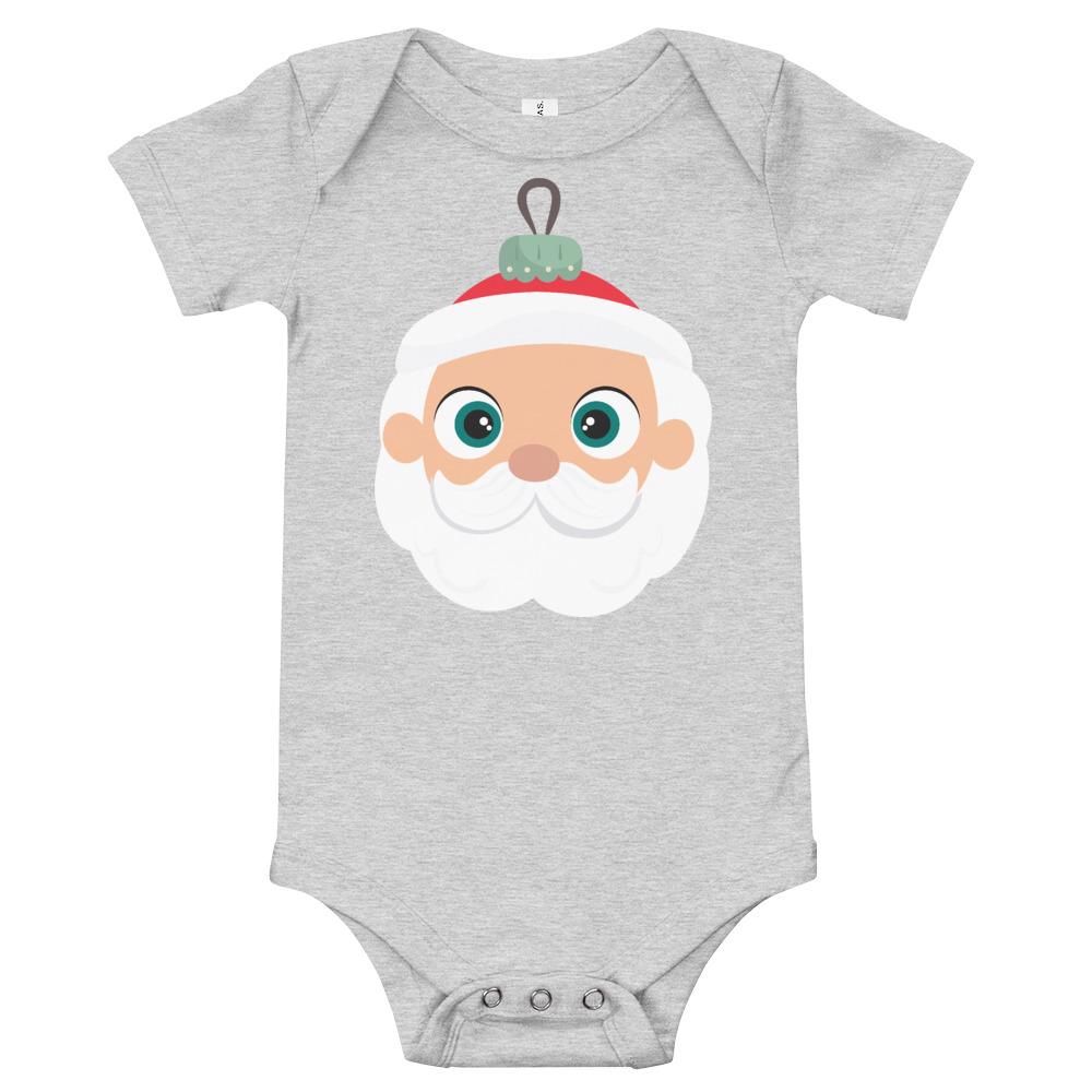 Kritter Christmas Santa Ornament Baby Bodysuit in soft cotton, featuring a festive Santa design and snap closures.