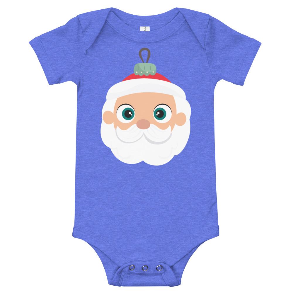 Kritter Christmas Santa Ornament Baby Bodysuit in soft cotton, featuring a festive Santa design and snap closures.