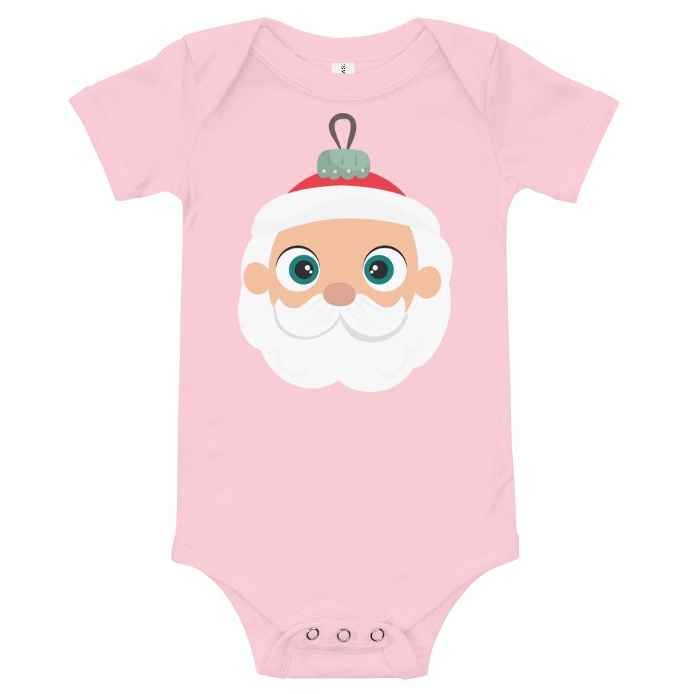 Kritter Christmas Santa Ornament Baby Bodysuit in soft cotton, featuring a festive Santa design and snap closures.