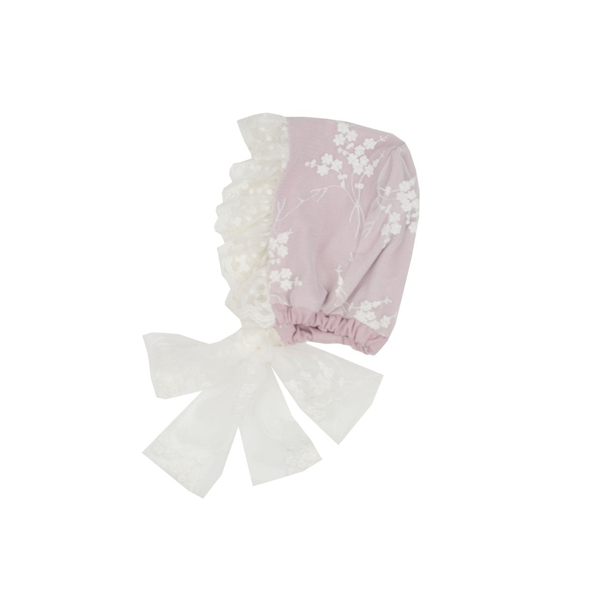 Lilac Mist Matching Bonnet displayed elegantly, showcasing its soft fabric and stylish design.