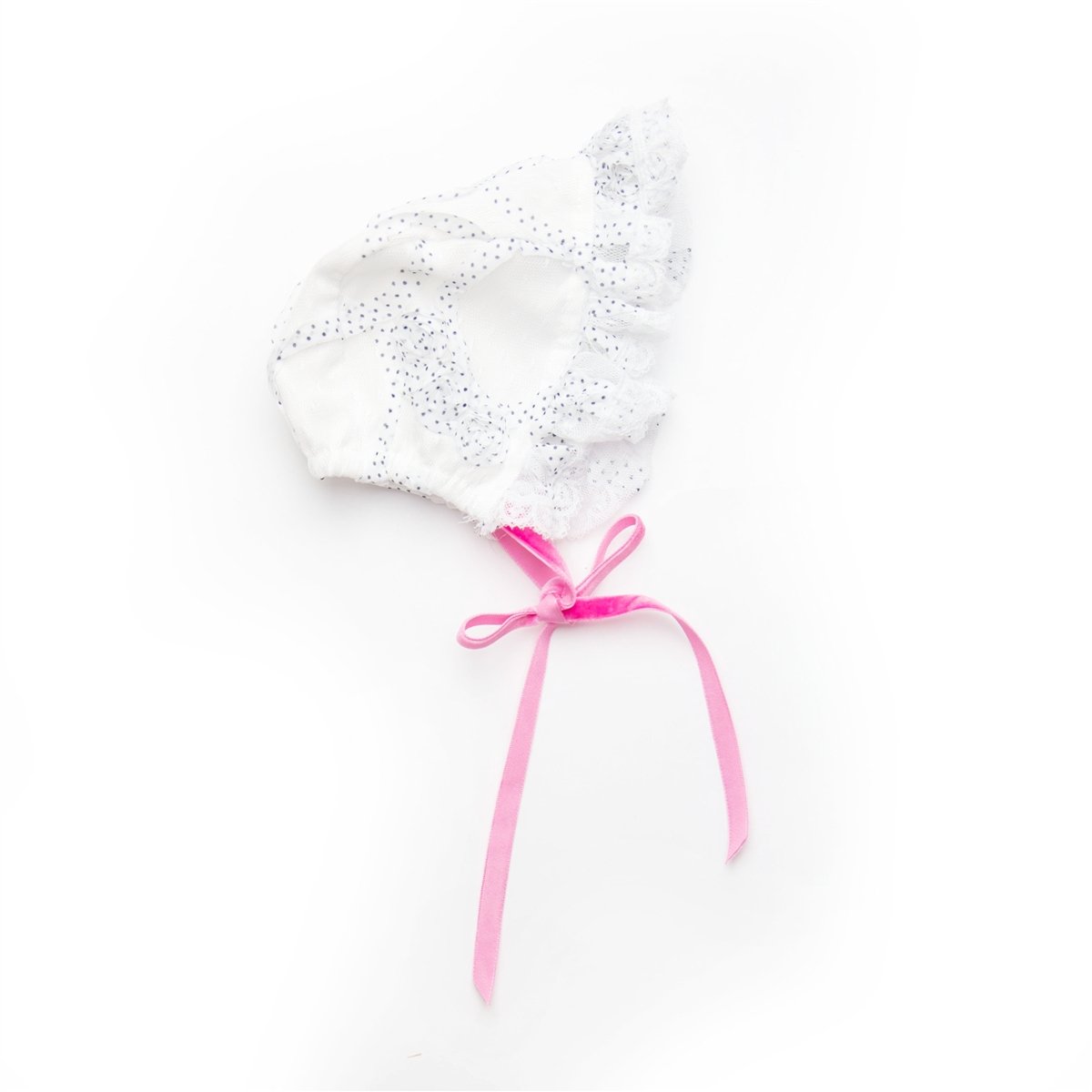 Lilys Magic Newborn Girls Heirloom Bonnet in soft fabric with elegant design, perfect for newborns.