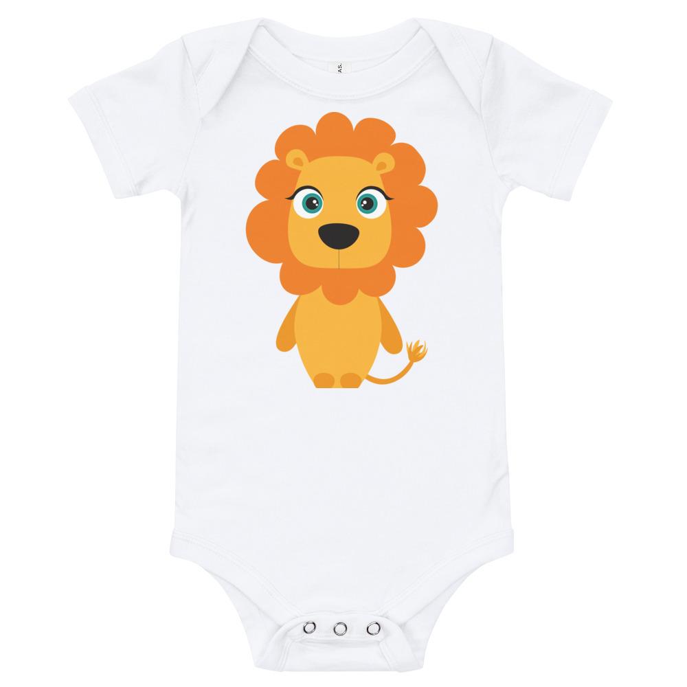 Lion Kritter Bodysuit made from soft cotton with an envelope neckline and snap closures, perfect for infants.