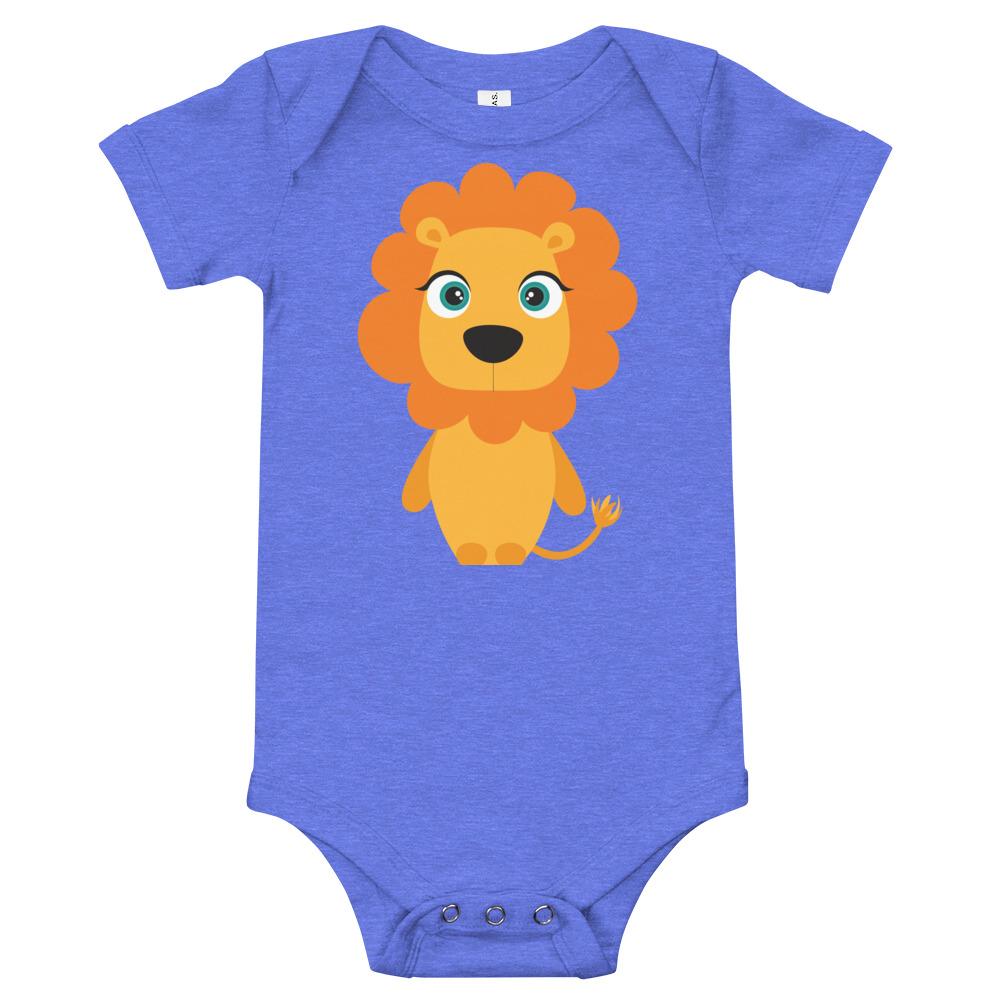 Lion Kritter Bodysuit made from soft cotton with an envelope neckline and snap closures, perfect for infants.