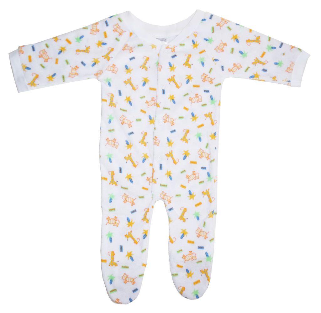 A pair of cozy long johns for babies featuring bunny and giraffe prints, made from a soft cotton-polyester blend.