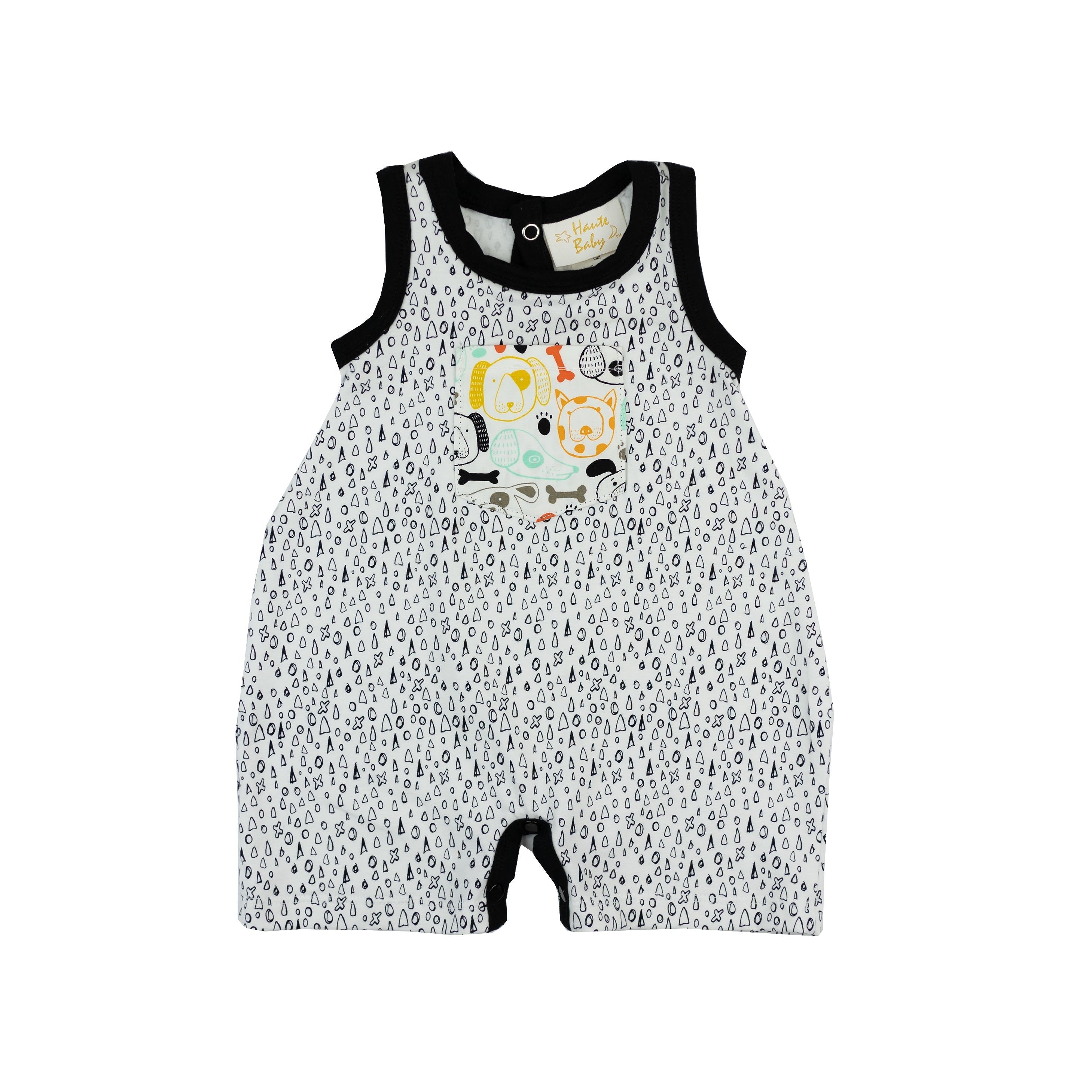 A cute Paw Time Knit Romper featuring a playful paw print design, made from soft knit fabric, perfect for toddlers.