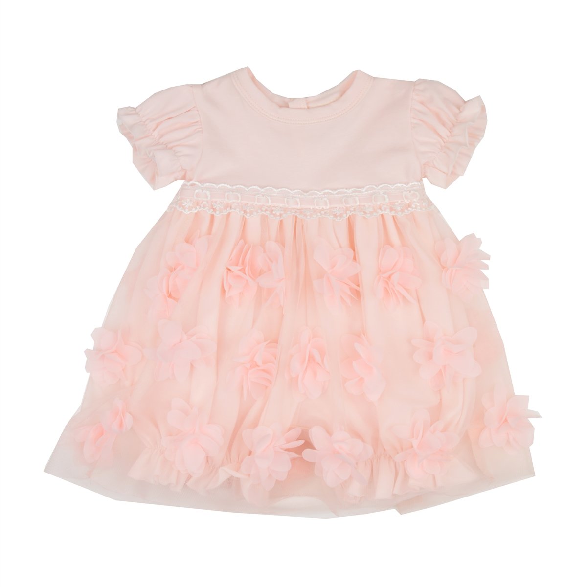 Peach Blossom Infant Girls Bubble Dress featuring a soft fabric and bubble design, perfect for special occasions.