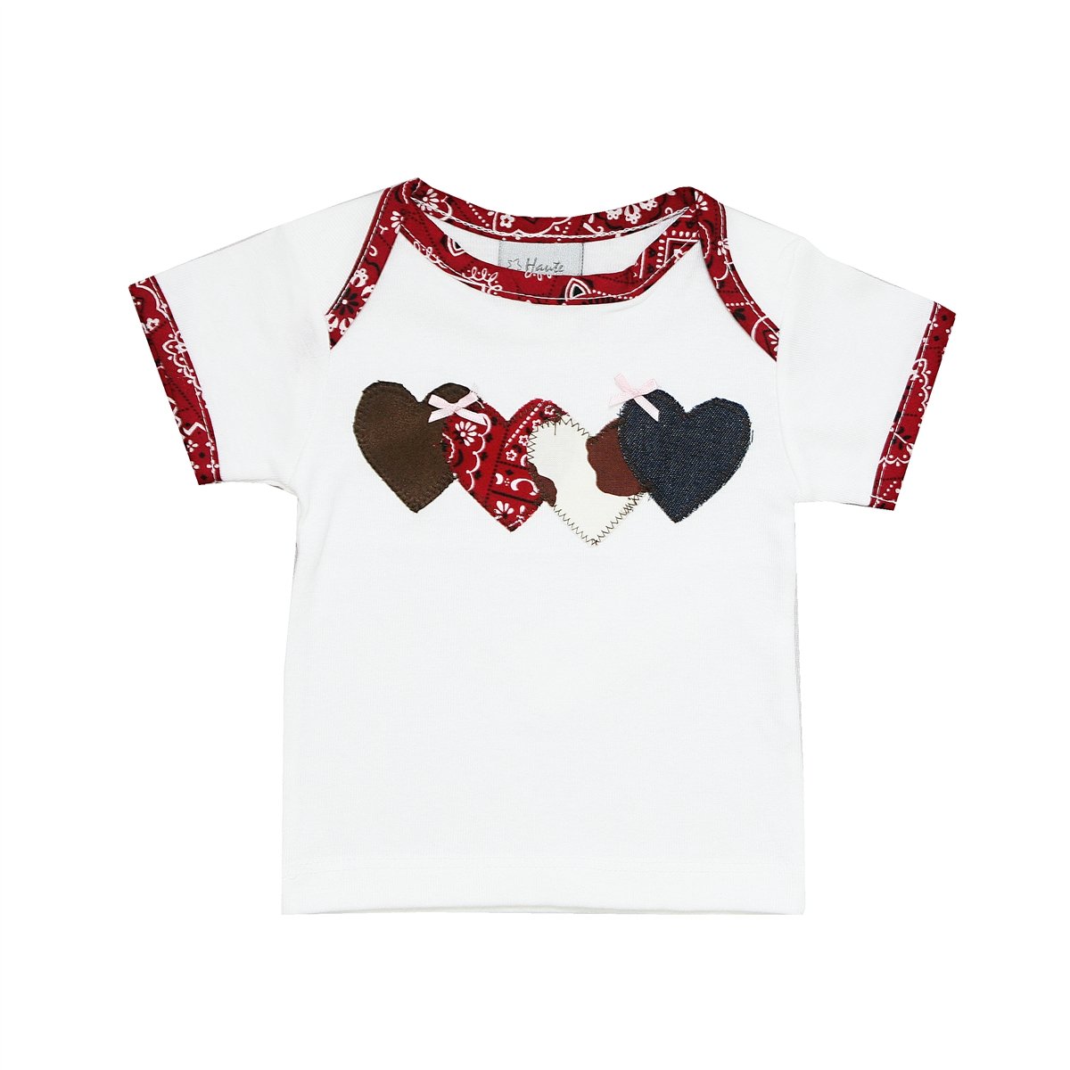 Infant toddler girl wearing Rodeo Queen Four Hearts SS Tee, featuring cute heart designs and a western-inspired style.