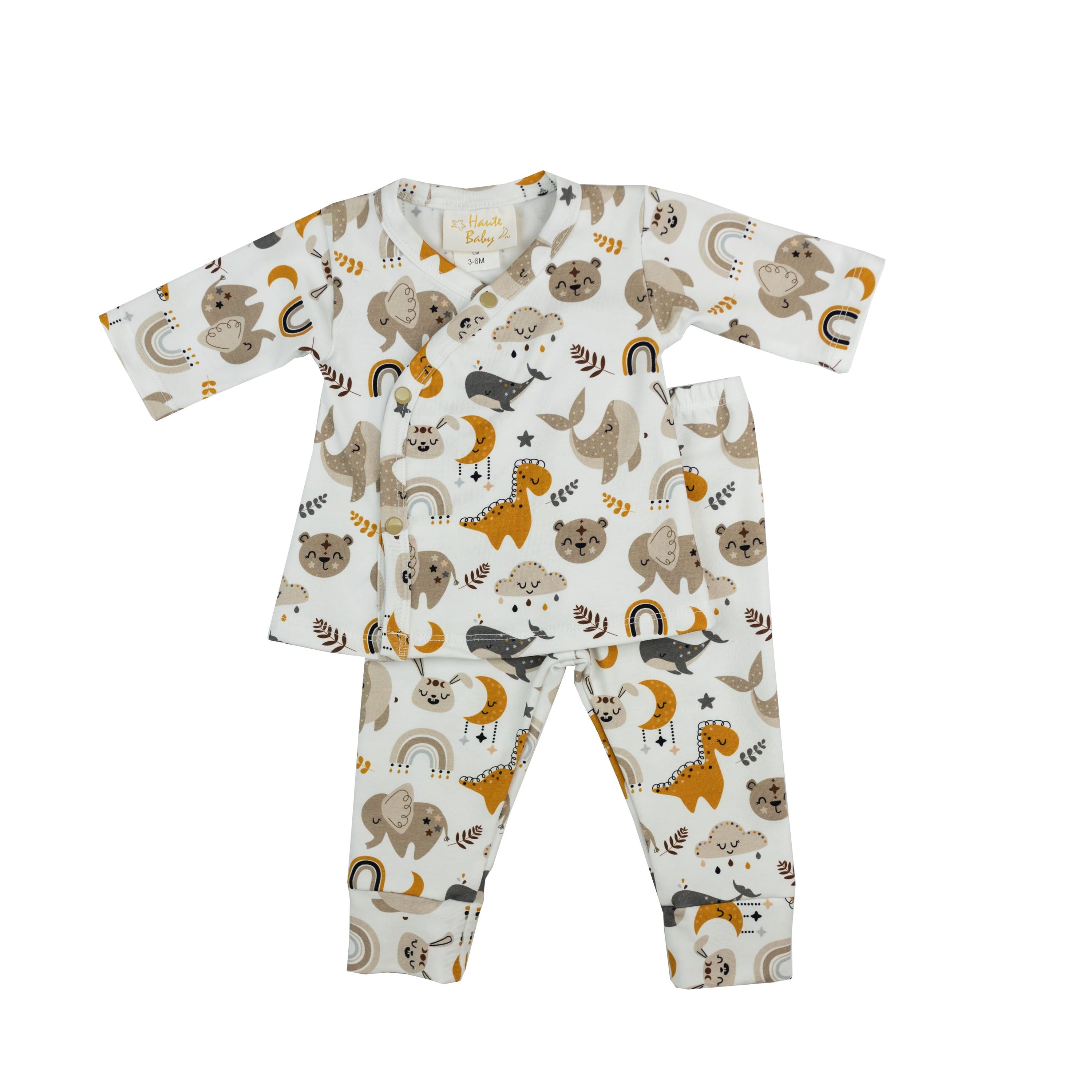 Safari Love Crisscross Set featuring a whimsical animal print in neutral colors, perfect for stylish casual wear.