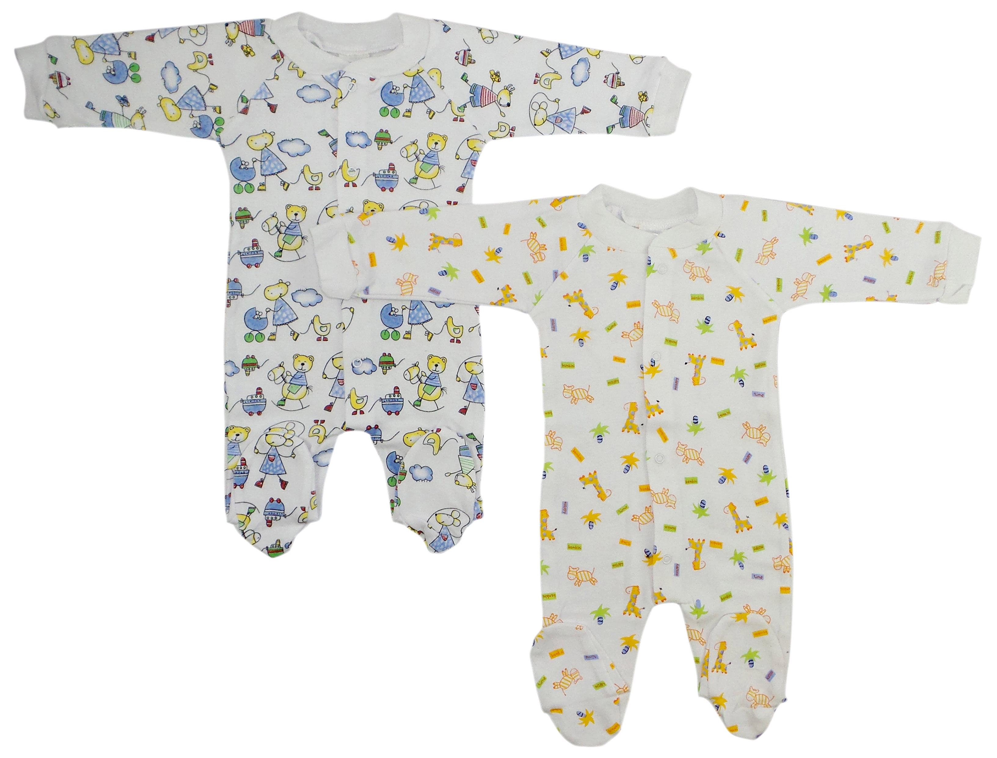 Pack of 2 Sleep & Play Baby Grow Long Johns in assorted colors, designed for comfort and warmth for infants.