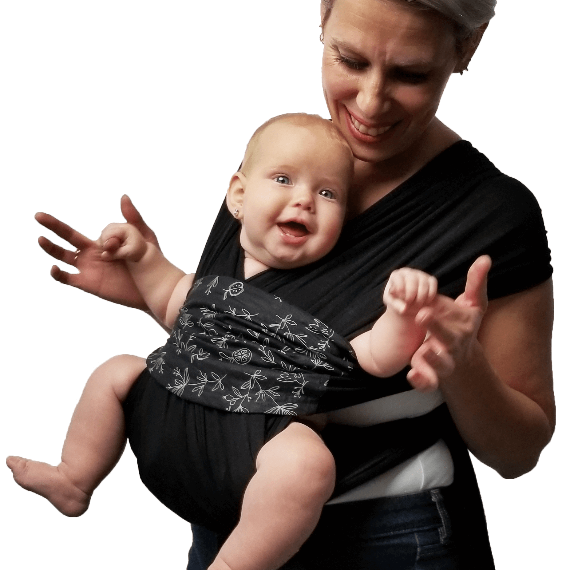 Écharpe de portage Snüg en tricot doux, réversible, conçue pour le confort des bébés de la naissance à 18 mois.