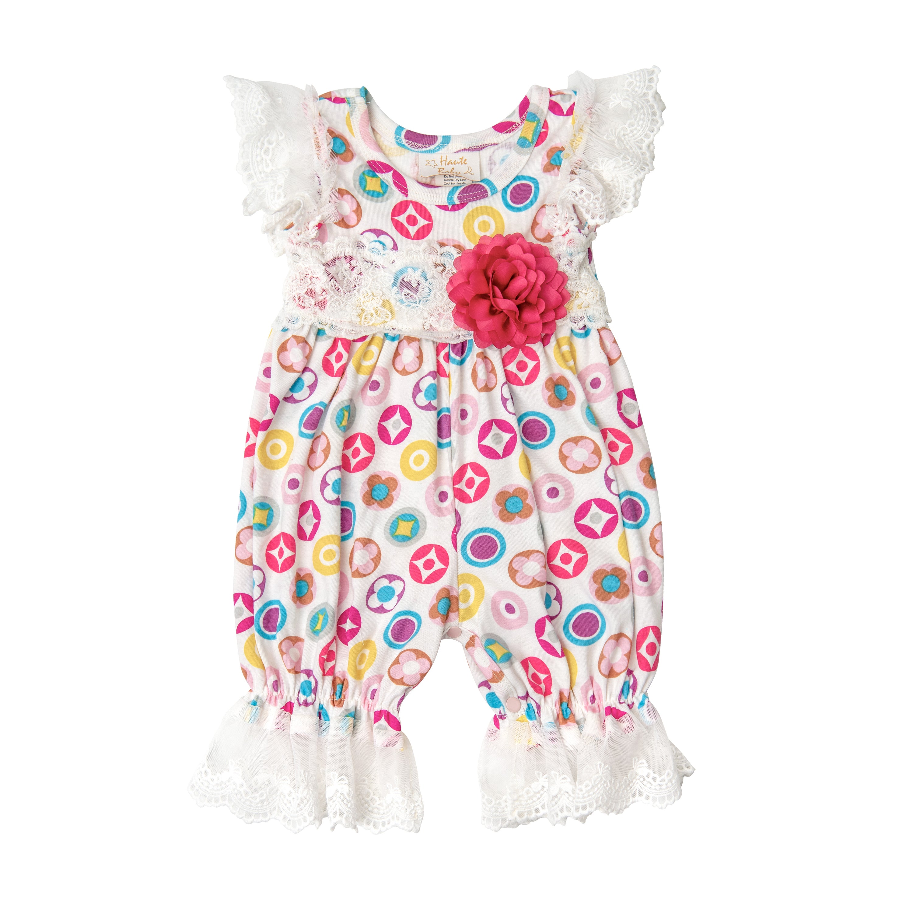 A soft pink baby romper designed for spring, featuring a comfortable fit and adorable style for infants.