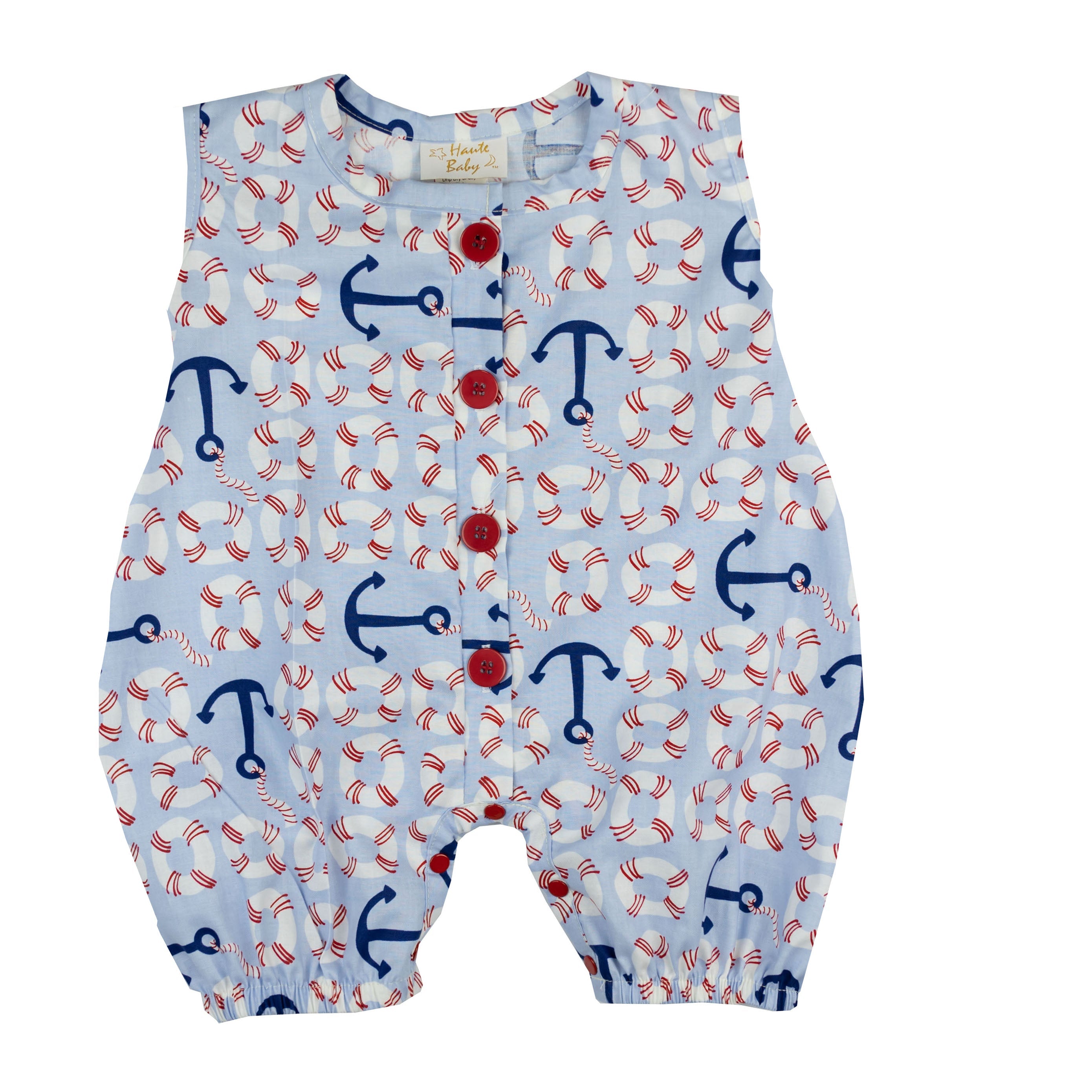 A vibrant Summer Playtime Anchor Romper featuring a playful anchor print, perfect for summer adventures.