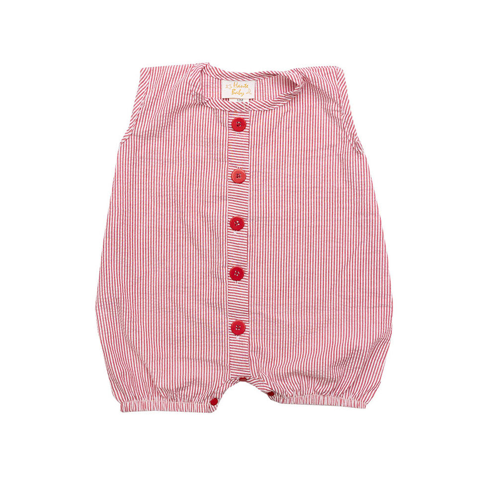 A cute Summer Playtime Baseball Romper featuring a playful baseball design, perfect for kids during summer activities.