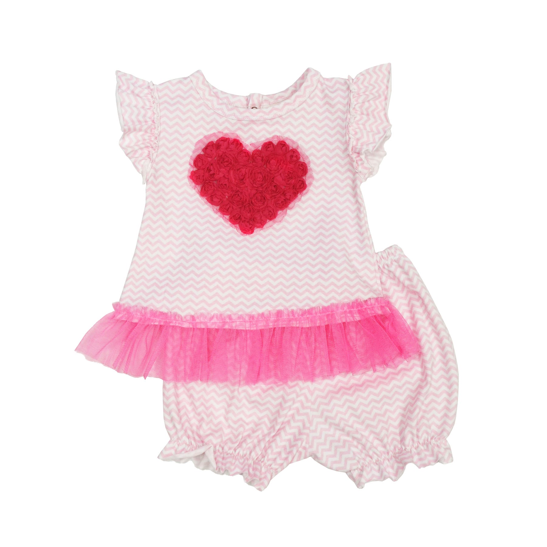 Valentine's Bloomer Set featuring a heart applique and pink tutu, perfect for little girls celebrating Valentine's Day.