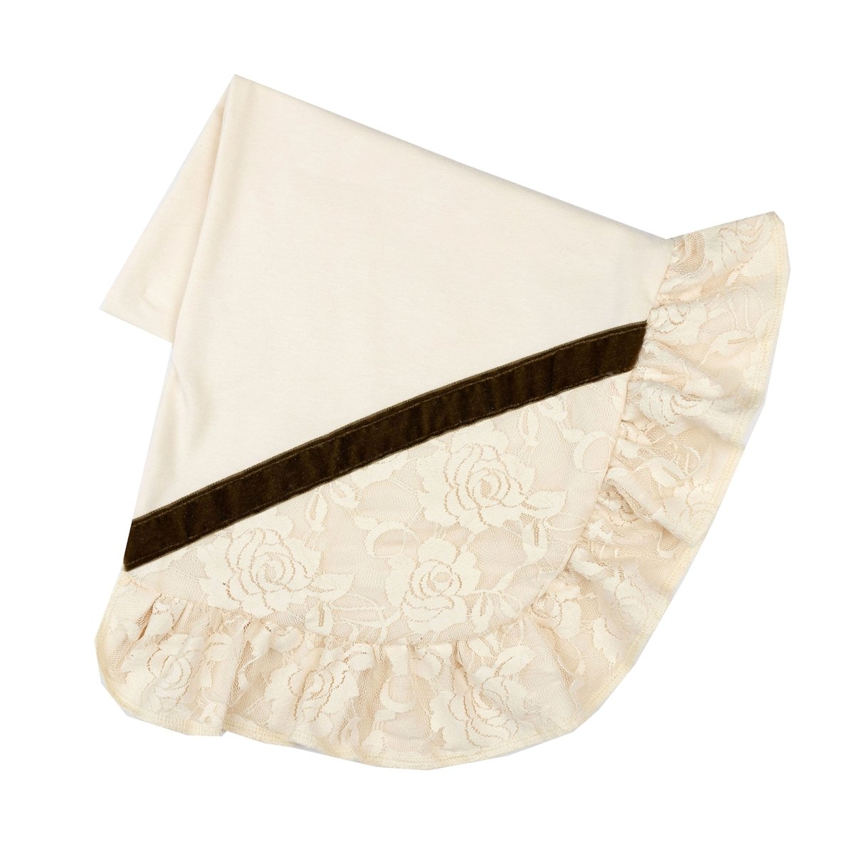 Vanilla Sugar Receiving Blanket featuring soft cream fabric and delicate lace ruffles, perfect for newborns.