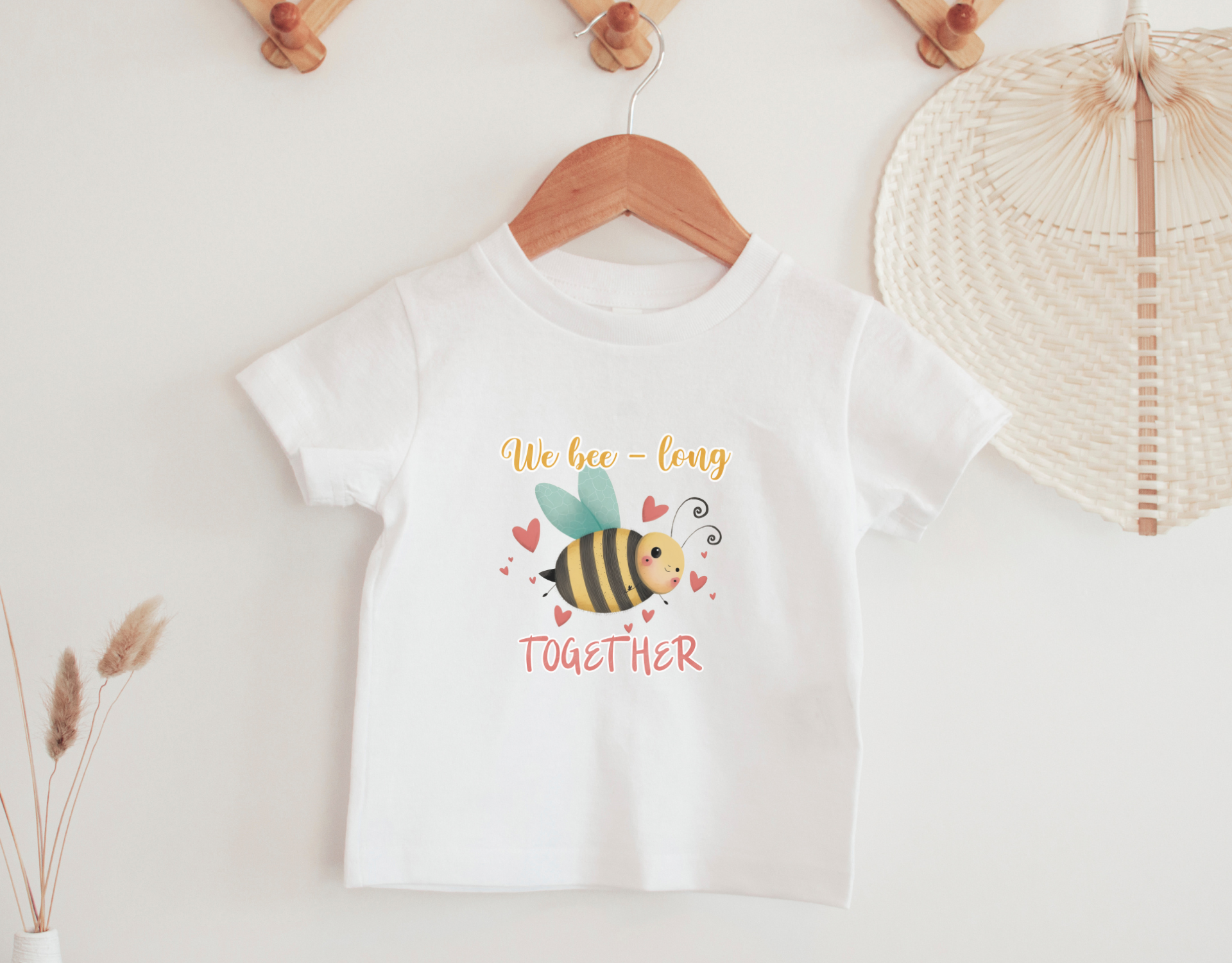 We Bee Long Together Toddler Shirt featuring a cute bee design, perfect for Valentine's Day, made from high-quality CPSIA compliant materials.