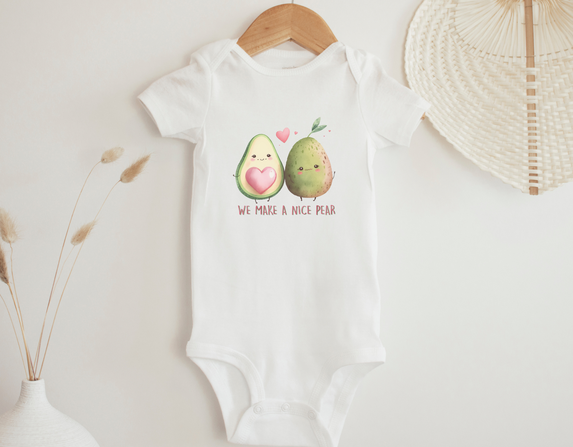 Cute We Make a Nice Pear Bodysuit for babies, featuring a pear design on a soft cotton onesie.