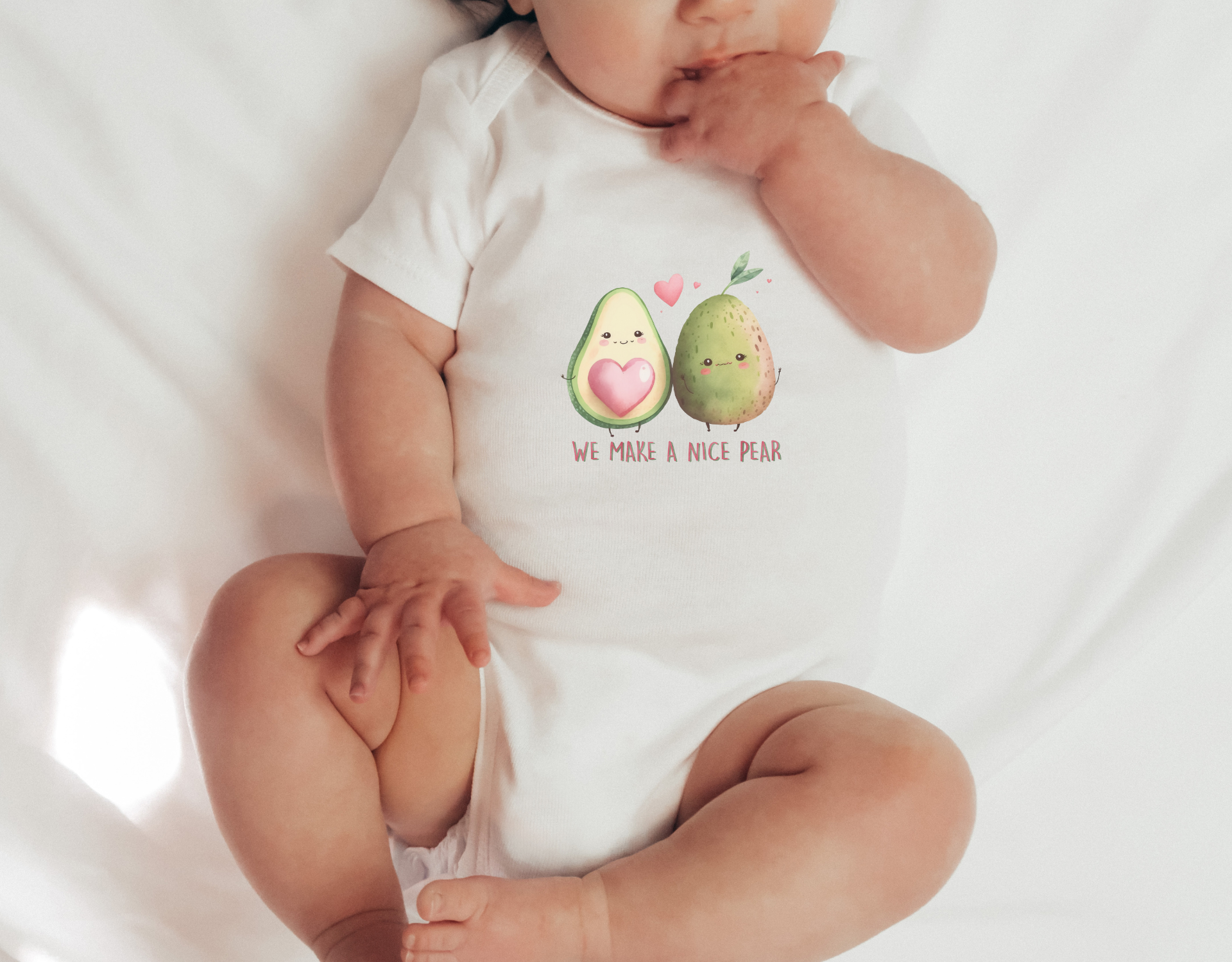 Cute We Make a Nice Pear Bodysuit for babies, featuring a pear design on a soft cotton onesie.