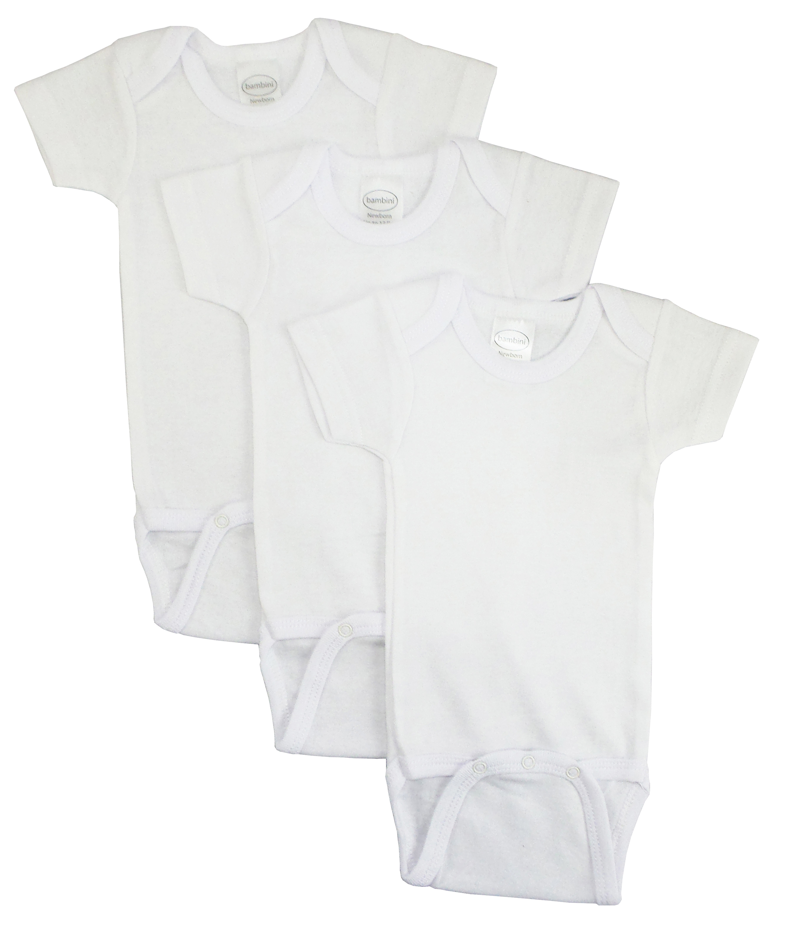 Three white baby onesies.