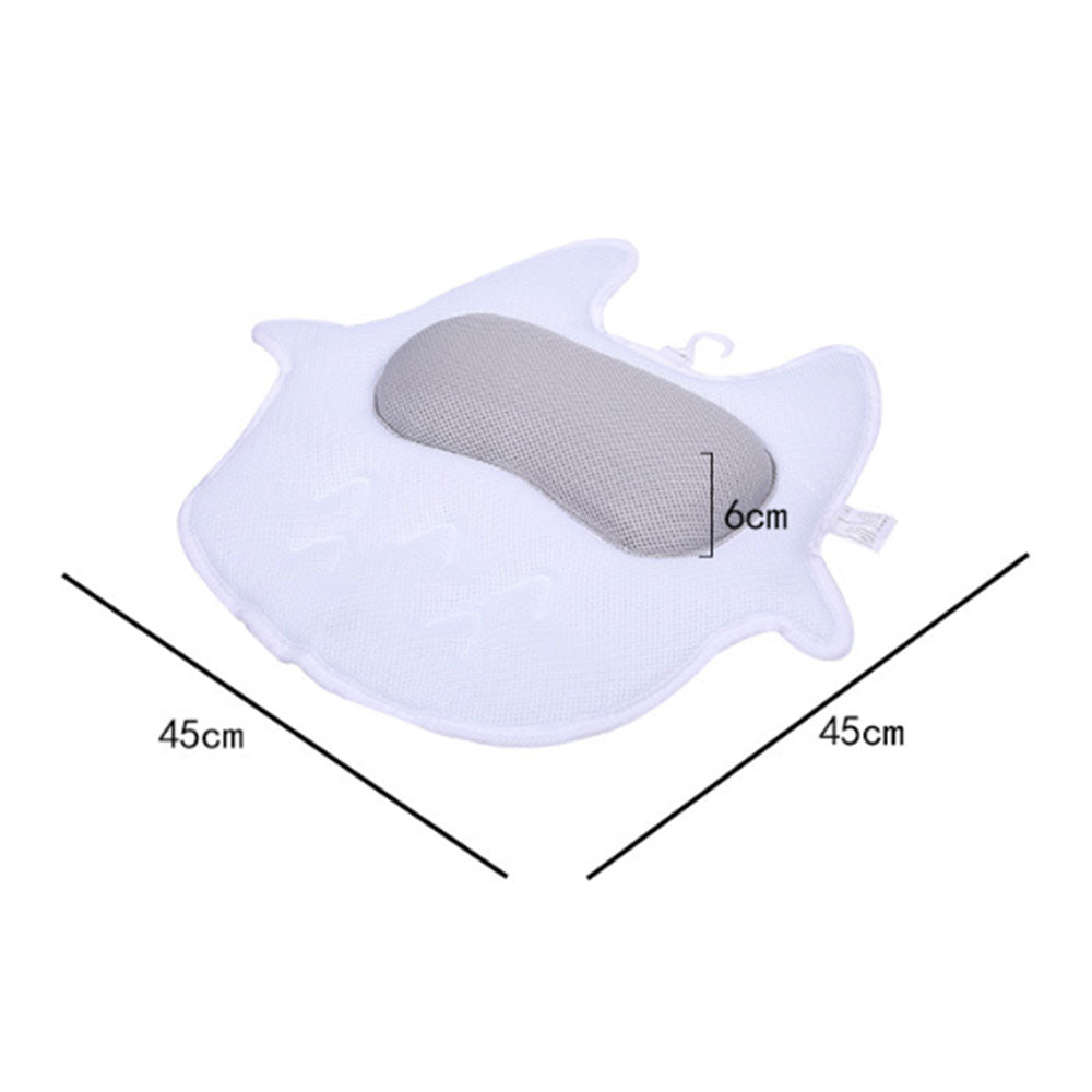 Ergonomic Bathtub Pillow SPA Pliiow in cute owl shape, featuring breathable mesh fabric and strong suction cups for stability.