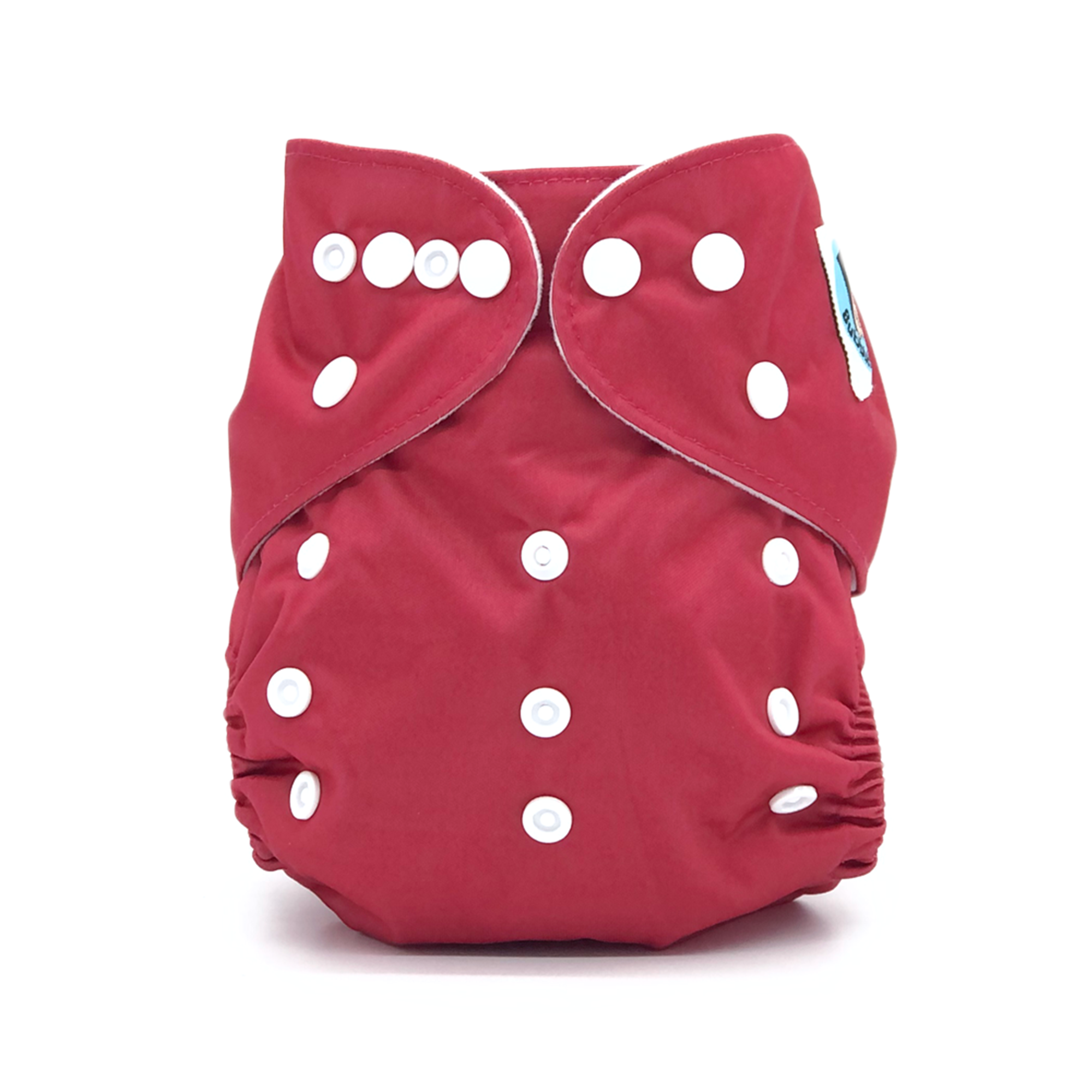 Gale cloth diaper in solid red with microfiber insert, showcasing its stylish design and practical features.