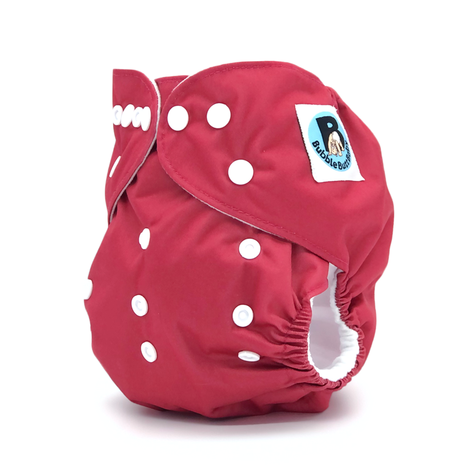 Gale cloth diaper in solid red with microfiber insert, showcasing its stylish design and practical features.