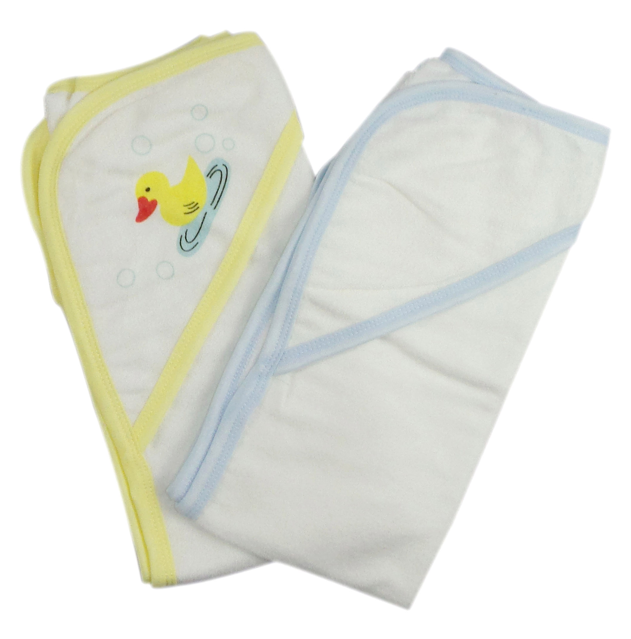 Bambini White Hooded Infant Bath Towel, soft cotton blend, perfect for drying and keeping infants warm after bath time.